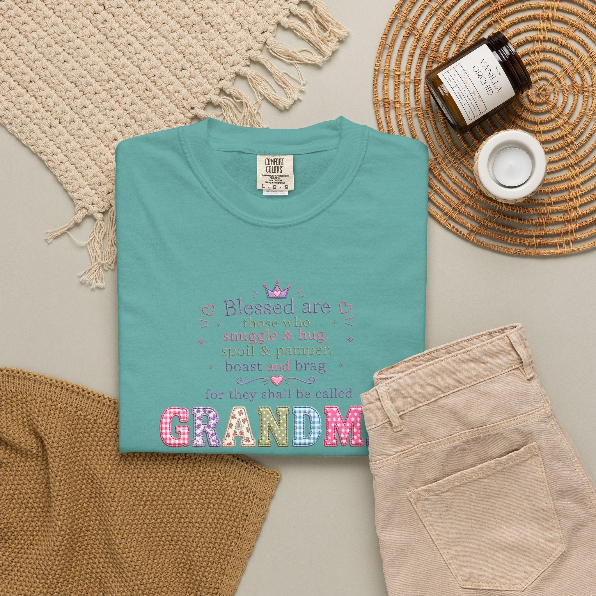Grandma Floral Scripture T-Shirt — Blessed Are Those Who Are Pure in Heart