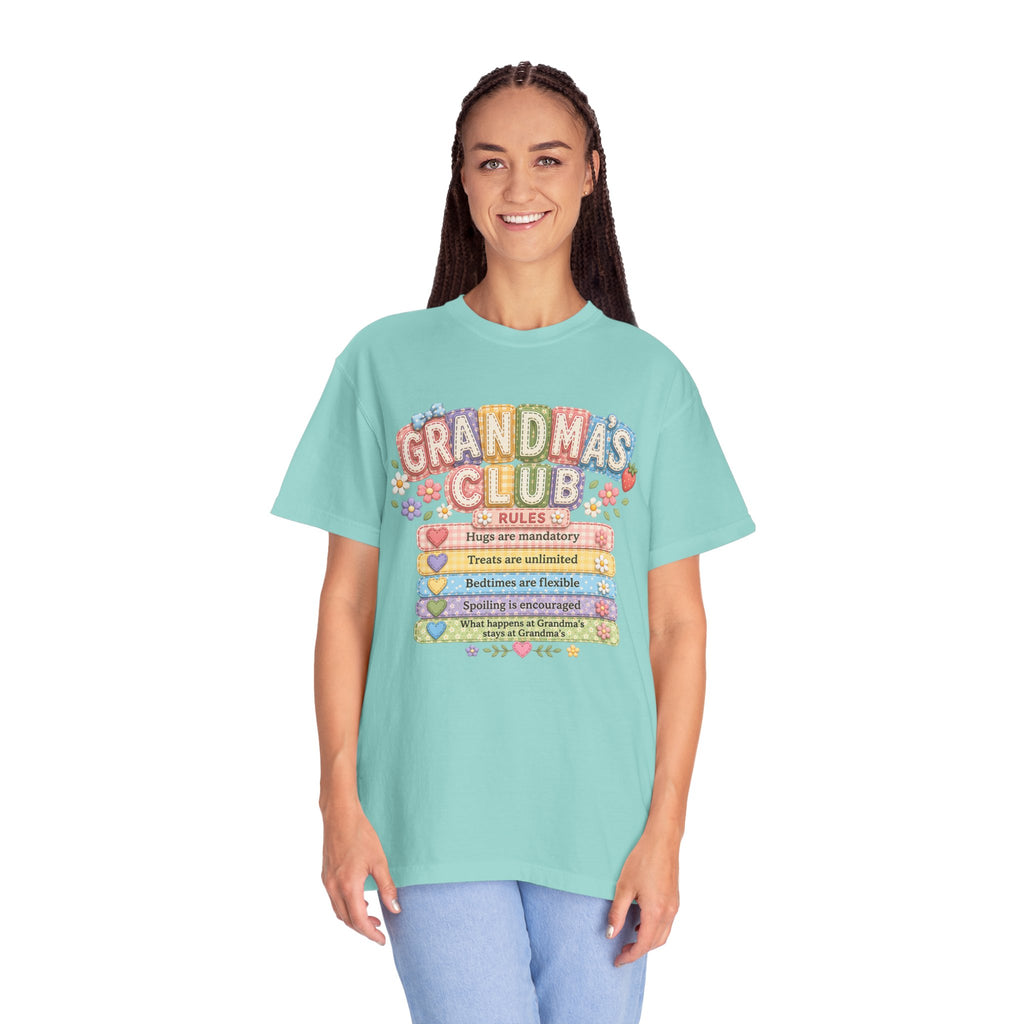 Grandma's Club T-Shirt — Cute Floral 'Grandma's Club' Rules Tee