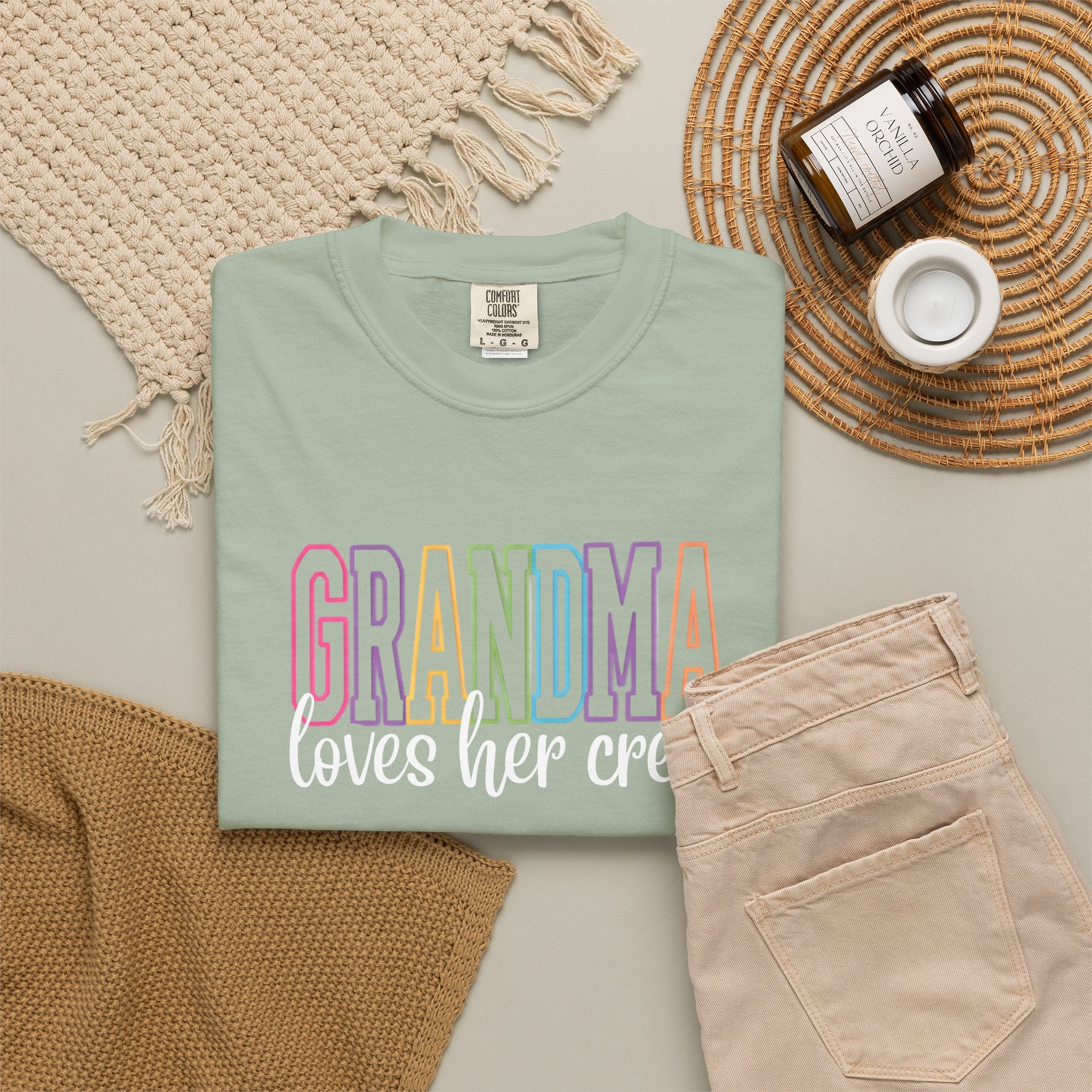 Grandma Pastel Rainbow T-Shirt — 'GRANDMA' Retro Lettering Tee