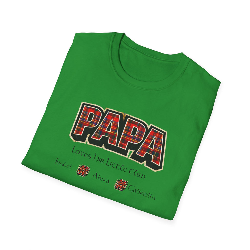Papa Plaid T-Shirt – "Papa Loves his Little Clan" Grandfather Gift for Father's Day