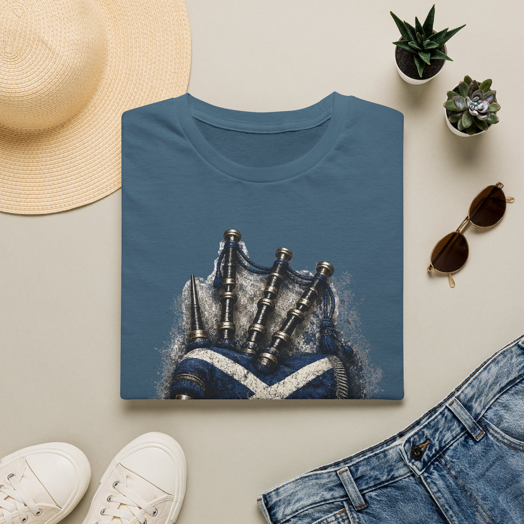 Bagpipes Following Scotland Flag Tee