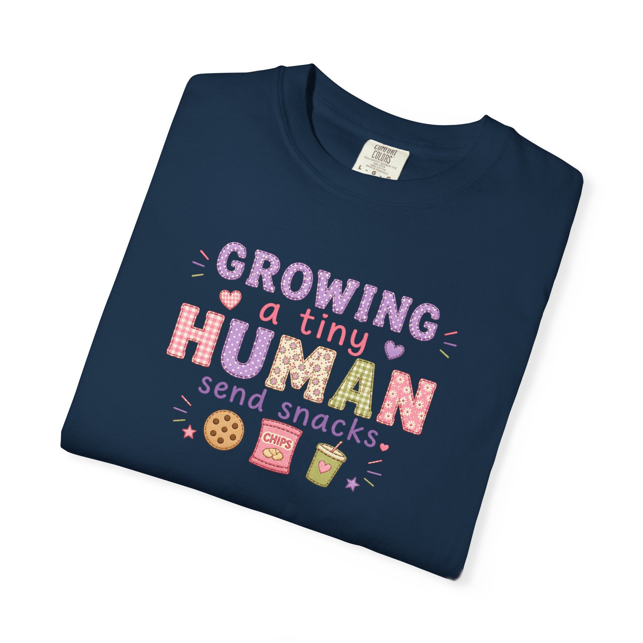 Growing a Tiny Human T-Shirt — "Growing a Tiny Human, Send Snacks" Maternity Tee
