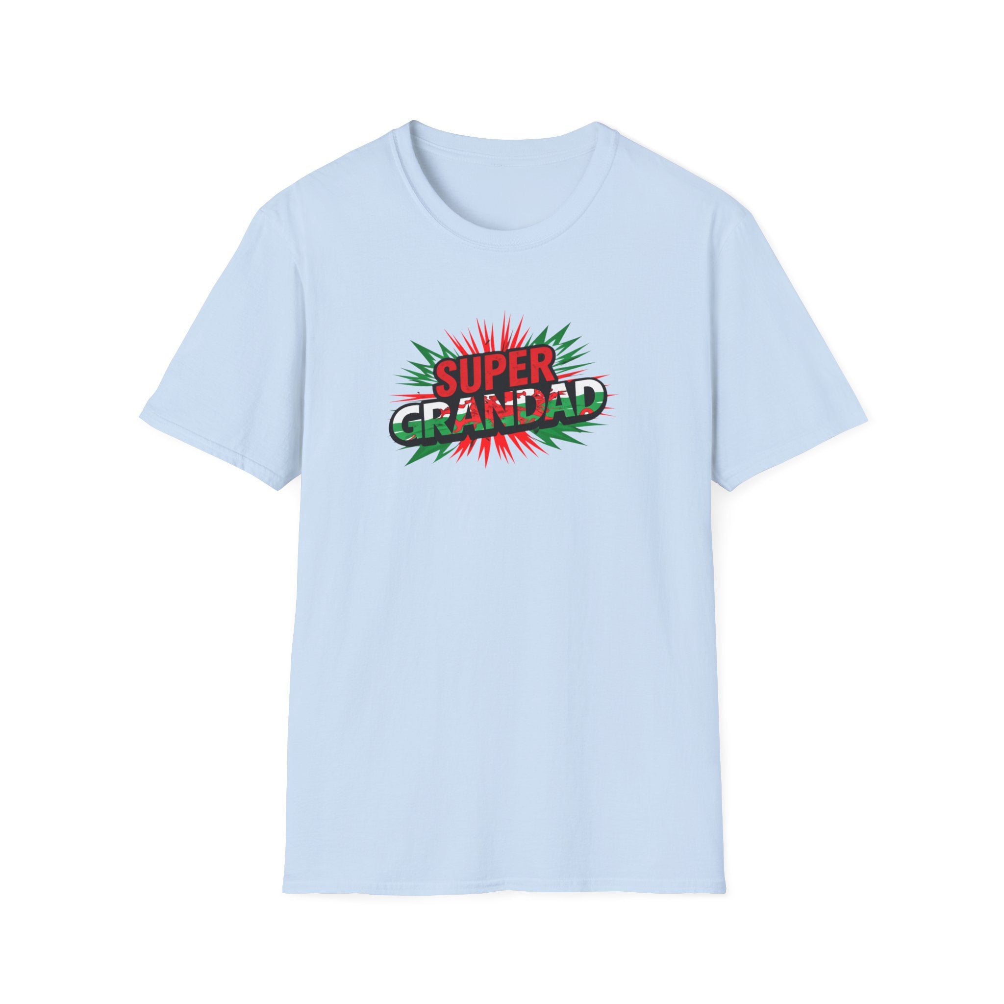 Super Grandad Welsh Flag/Wales themed T-Shirt — Retro Comic Style Father's Day Gift