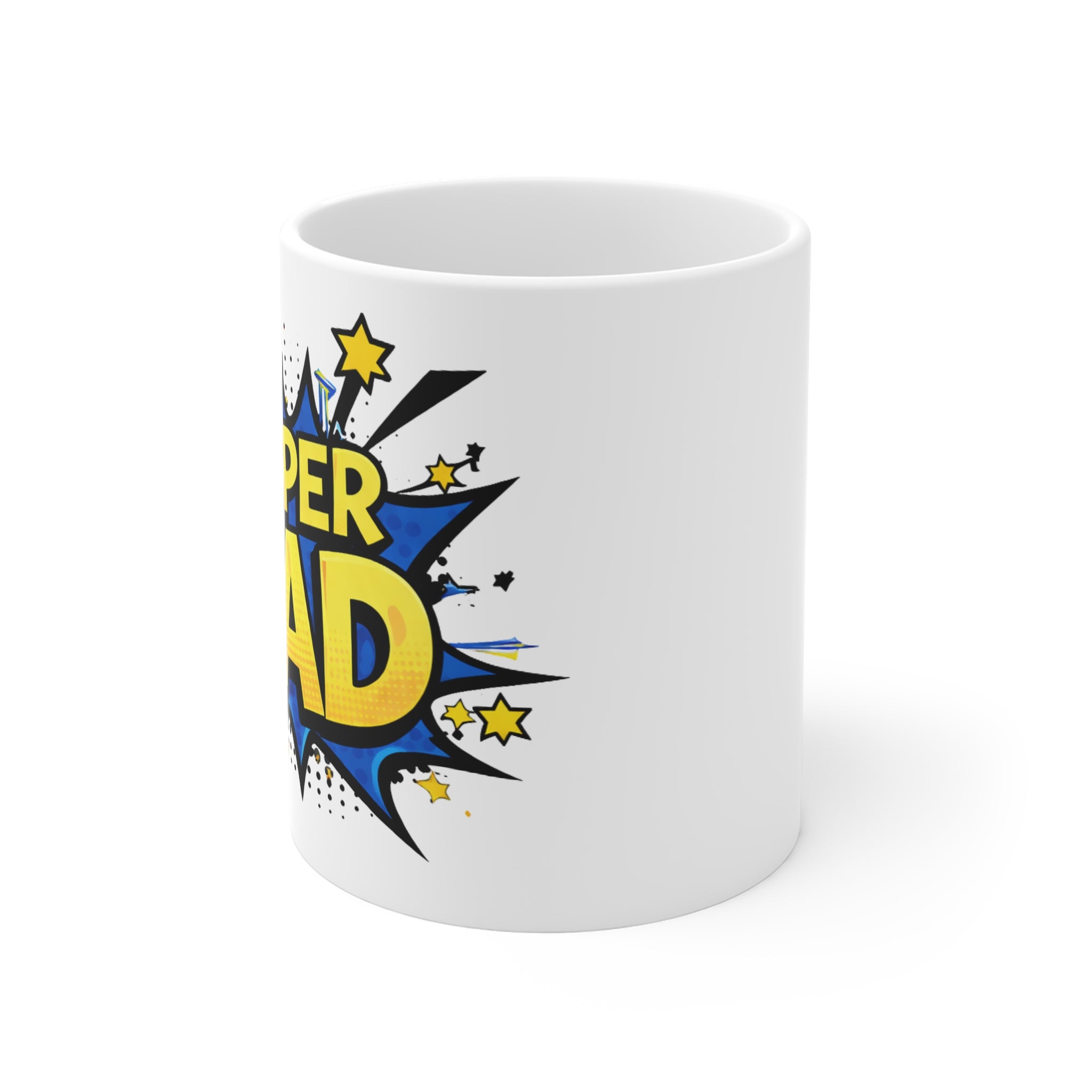 Super Dad Comic-Style 11oz White Mug — Father’s Day Gift