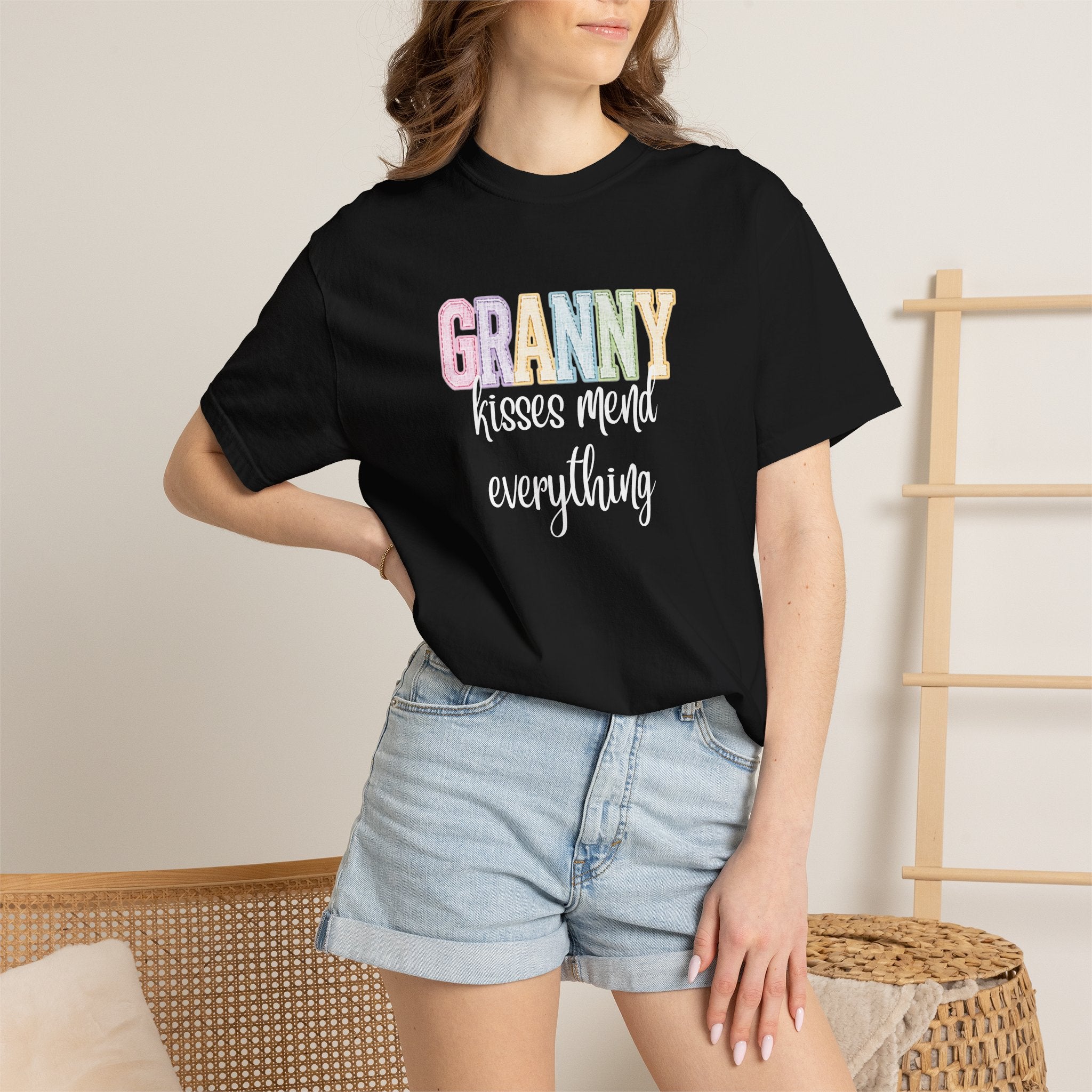 Granny Kisses Mend Everything T-Shirt — Pastel Grandma Gift