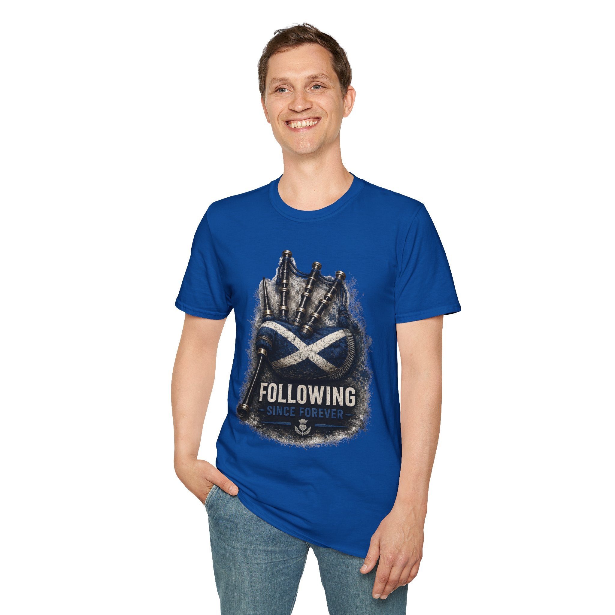 Bagpipes Following Scotland Flag Tee