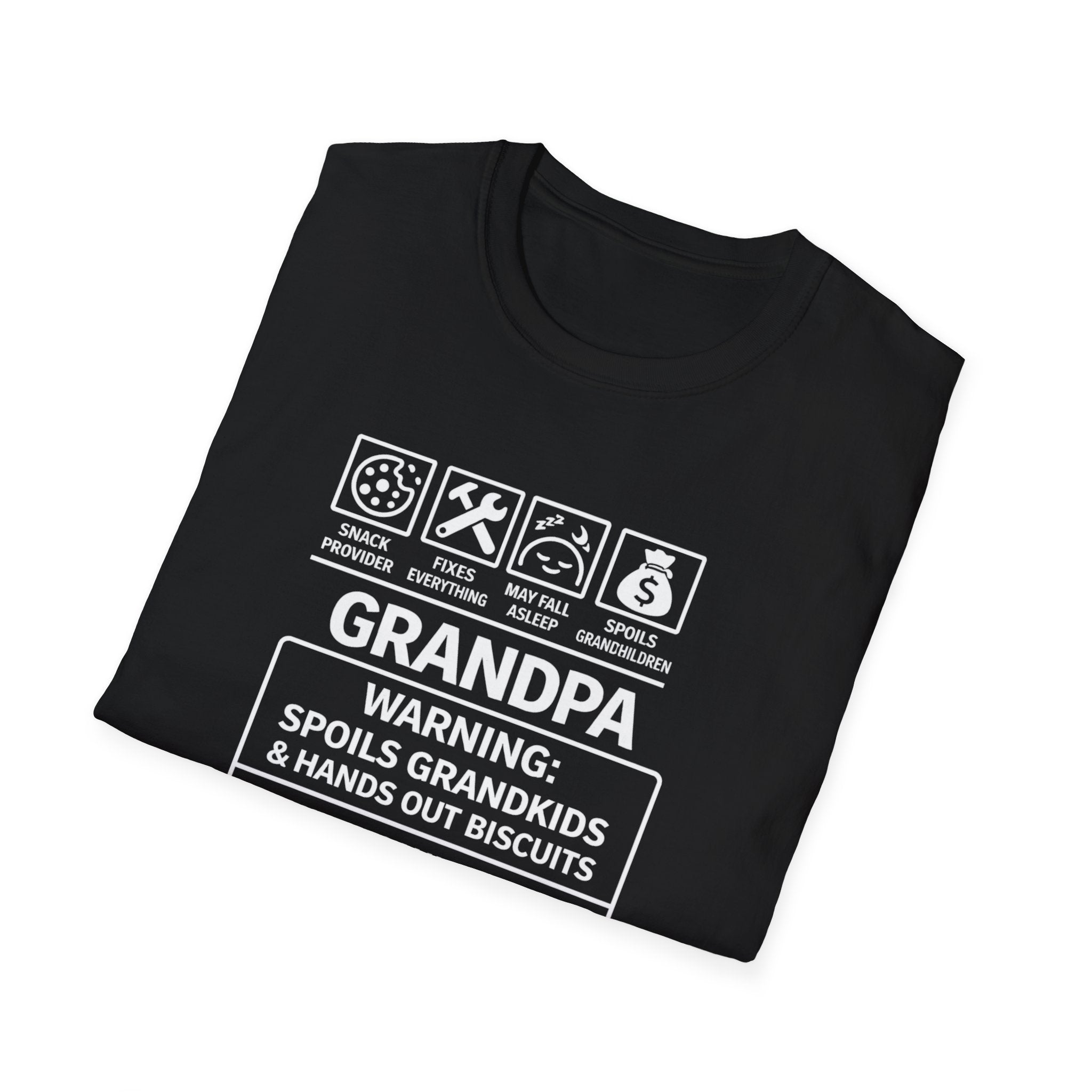 Grandpa Warning T-Shirt – ‘Spoils Grandkids & Hands Out Biscuits’ Funny Grandpa Tee