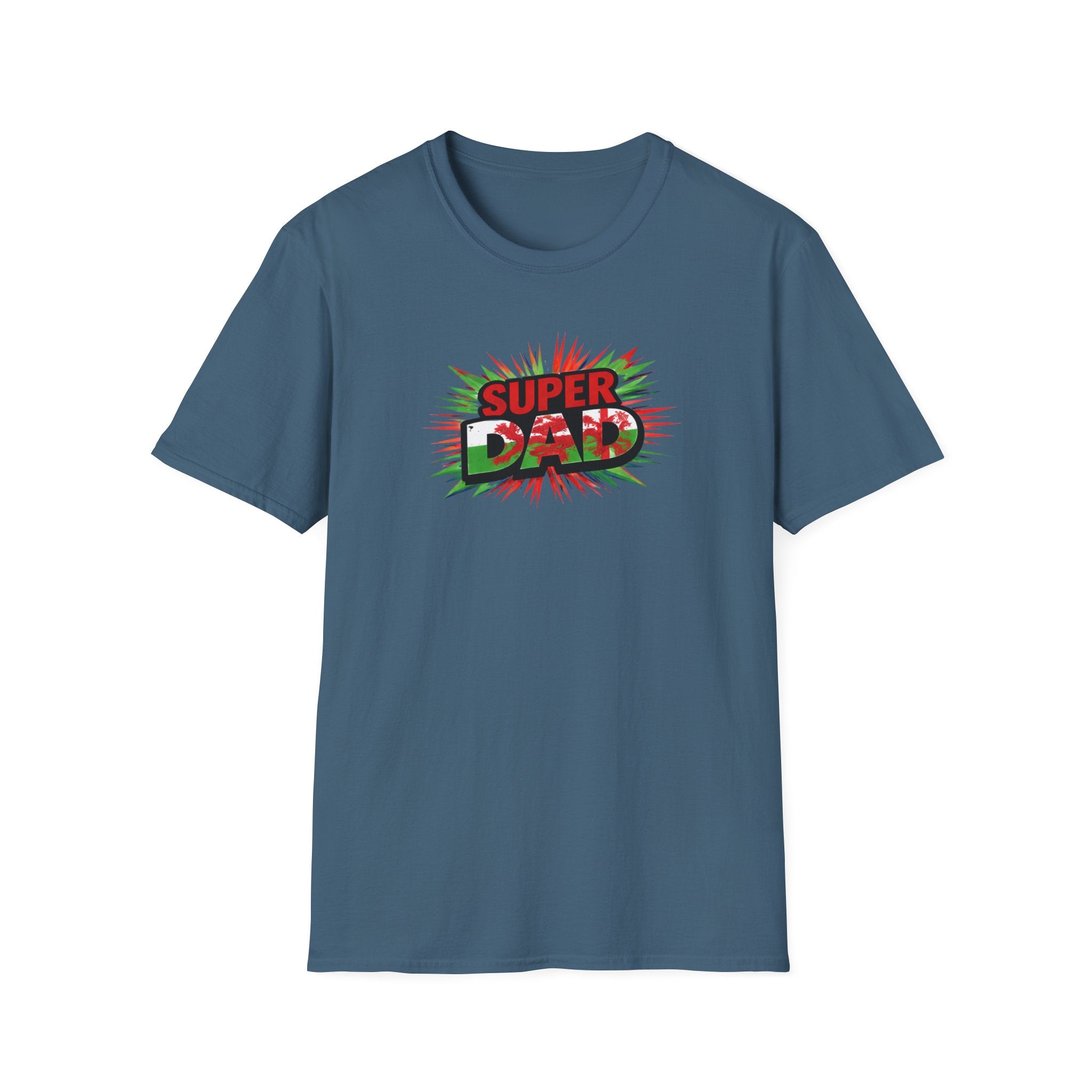 Super Dad Graphic T-Shirt — Wales Flag themed Retro Comic Father's Day Tee