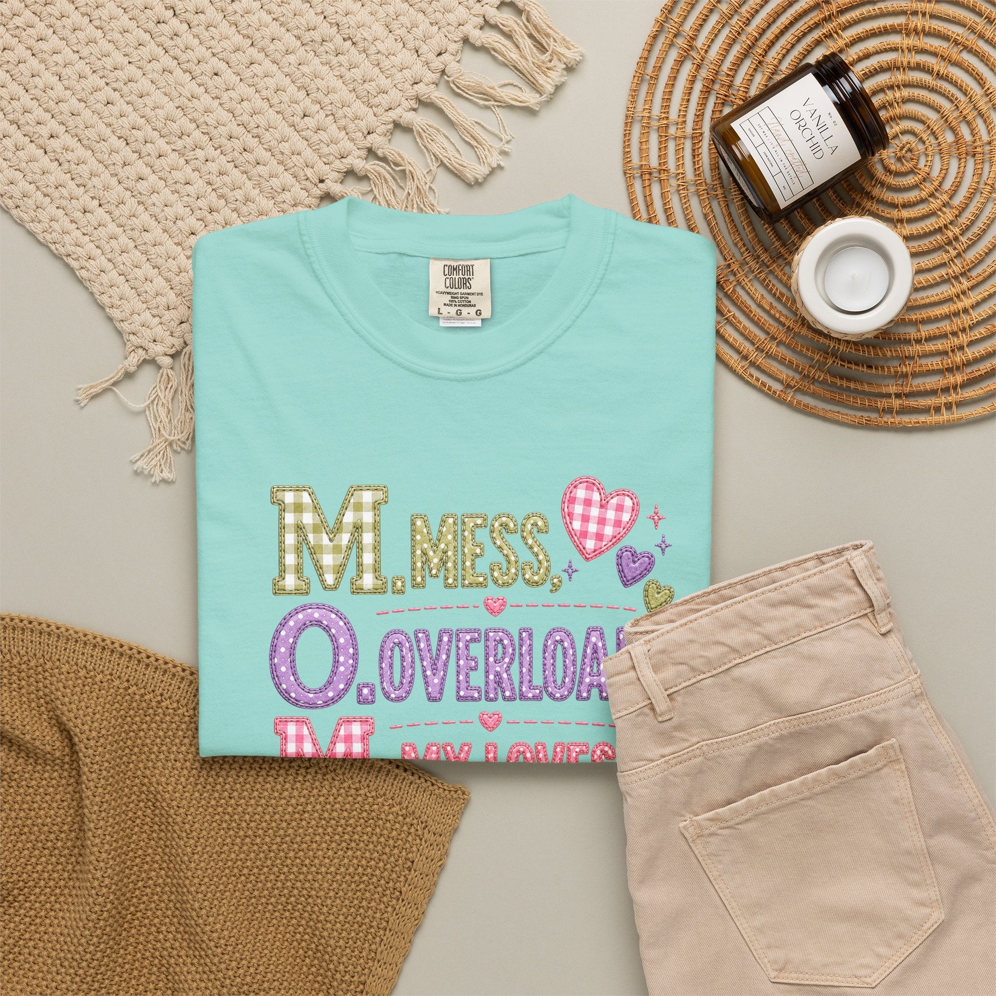 T-Shirt — "M.O.M. Mess, Overload, My Loves" Cute Mom Acronym Graphic Tee