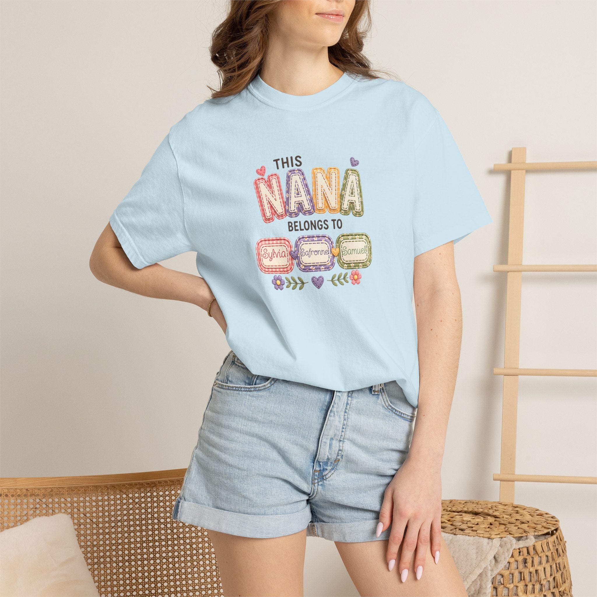Nana Family Name T-Shirt — "This Nana Belongs To" Floral Grandma Gift