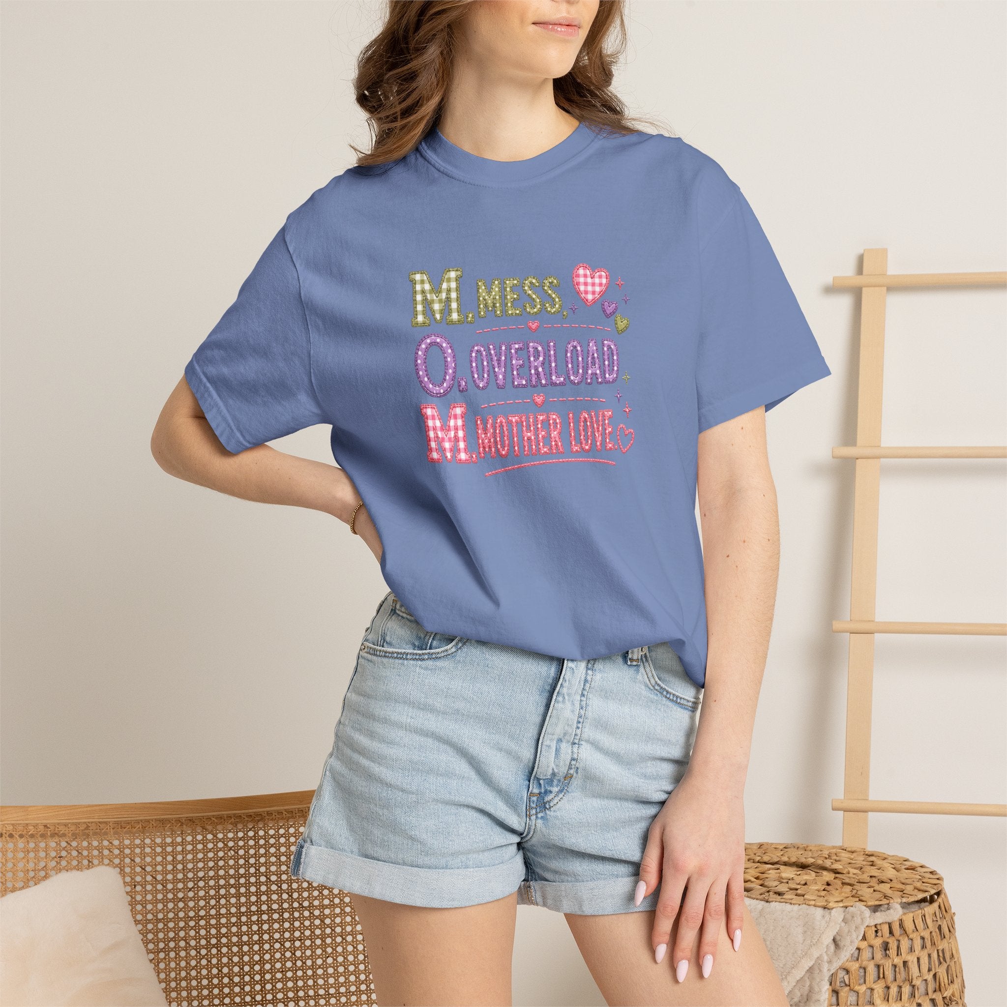 Mom Acronym T-Shirt — “M.O.M. Mess Overload Mother Love” Cute Mom Graphic Tee