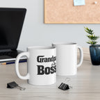 Grandpa Is The Boss Coffee Mug — 11oz White Gift for Grandfathers, Father’s Day & Birthday