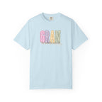 Gran Floral Script T-Shirt — "the heart of my family" Sage Garment-Dyed Tee
