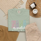 Nana Pastel Rainbow Tee — 'NANA' Floral Outline Grandma T-Shirt