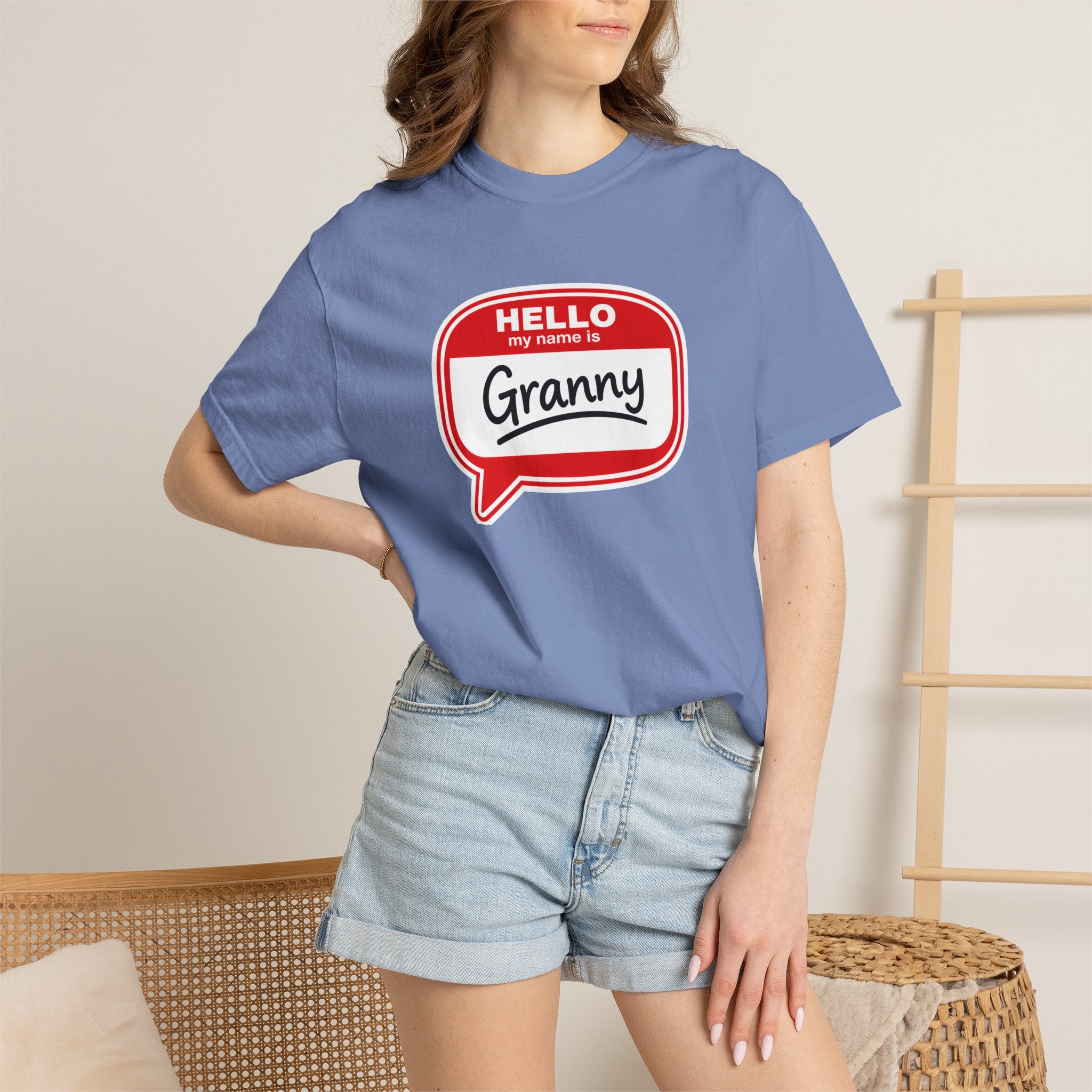 Hello My Name Is Granny T-Shirt - Funny Grandma Gift, Retro Name Badge Tee