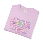 Grandma T-Shirt - "Becoming a Grandma Means My Heart Grows Bigger" - Cute Pastel New Grandma Gift