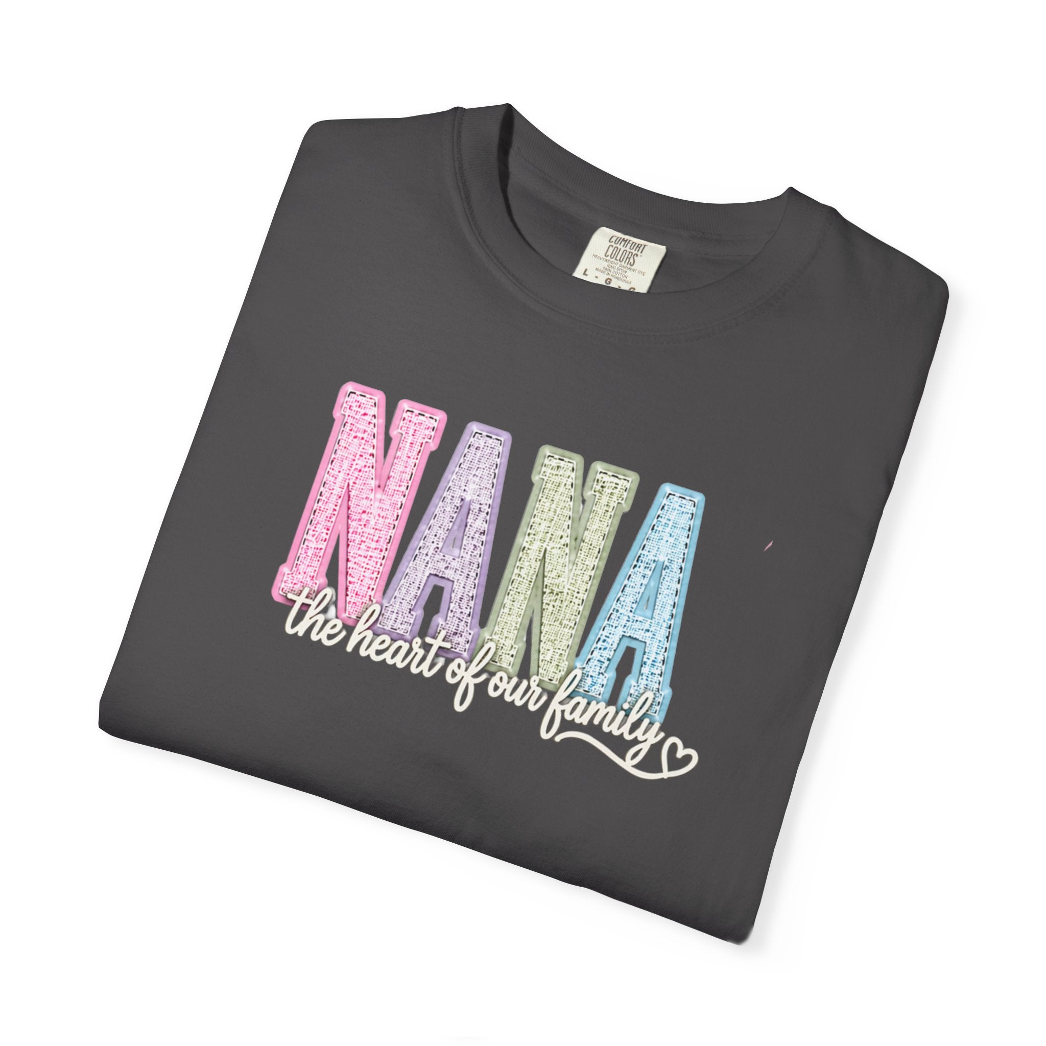 NANA Pastel Patchwork T-Shirt — "The Heart of Our Family" Gift