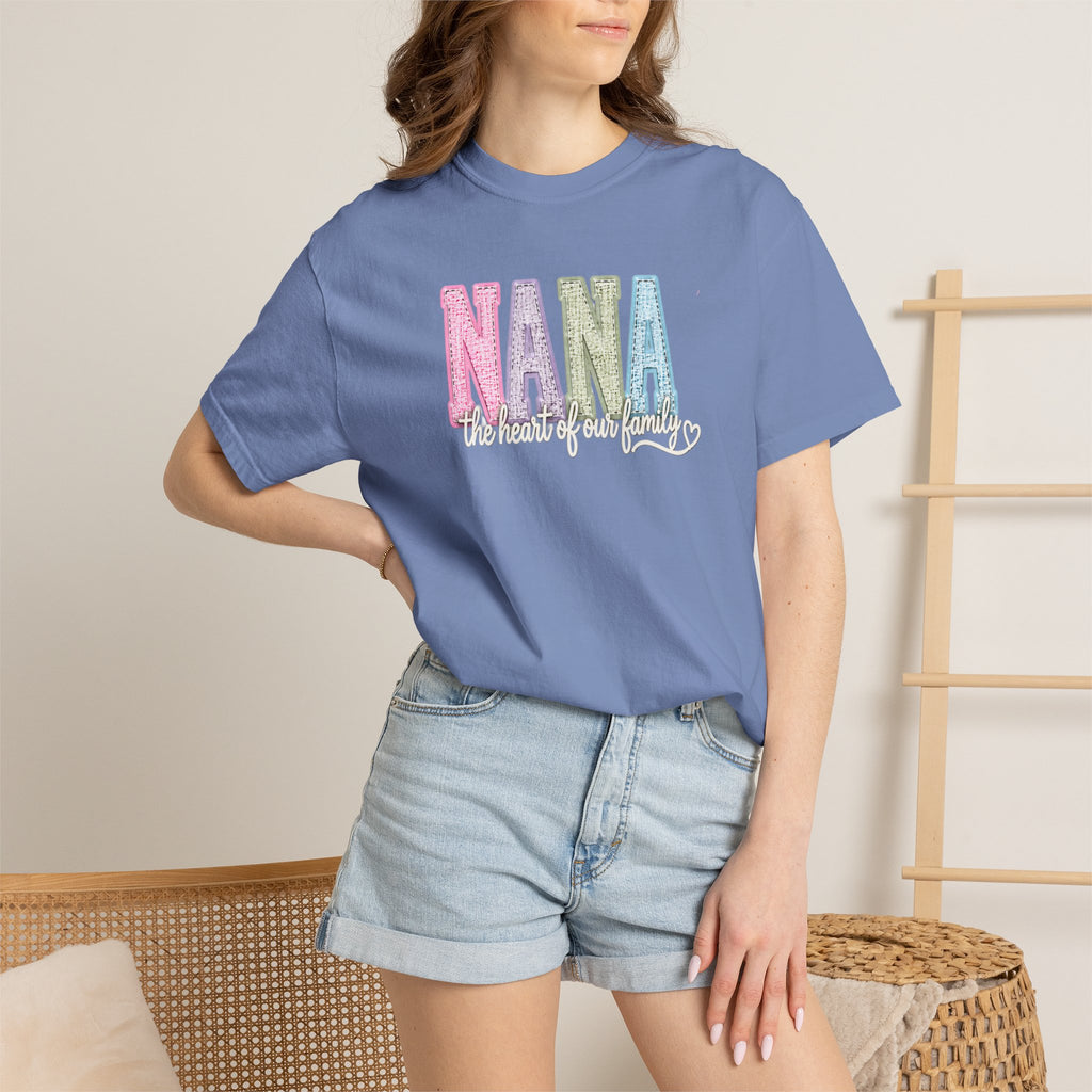 NANA Pastel Patchwork T-Shirt — "The Heart of Our Family" Gift