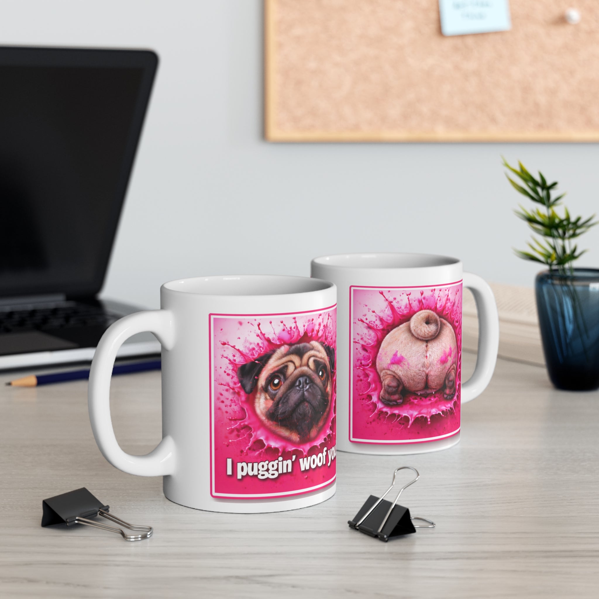 Pug Mug – "I Puggin' Woof You!" Personalized Pet Coffee Cup