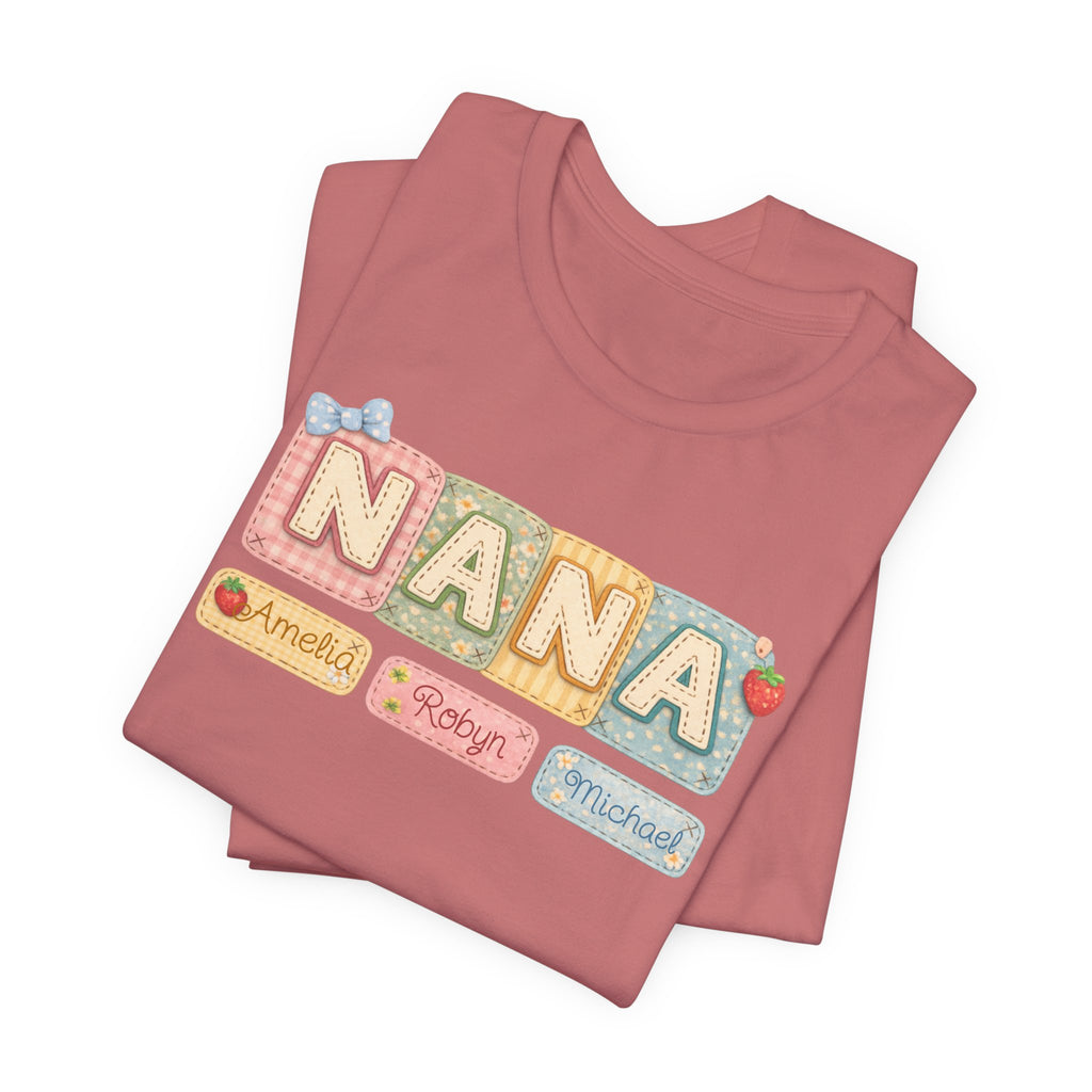 Nana Baby Blocks Tee — Personalized Grandmother Name Shirt
