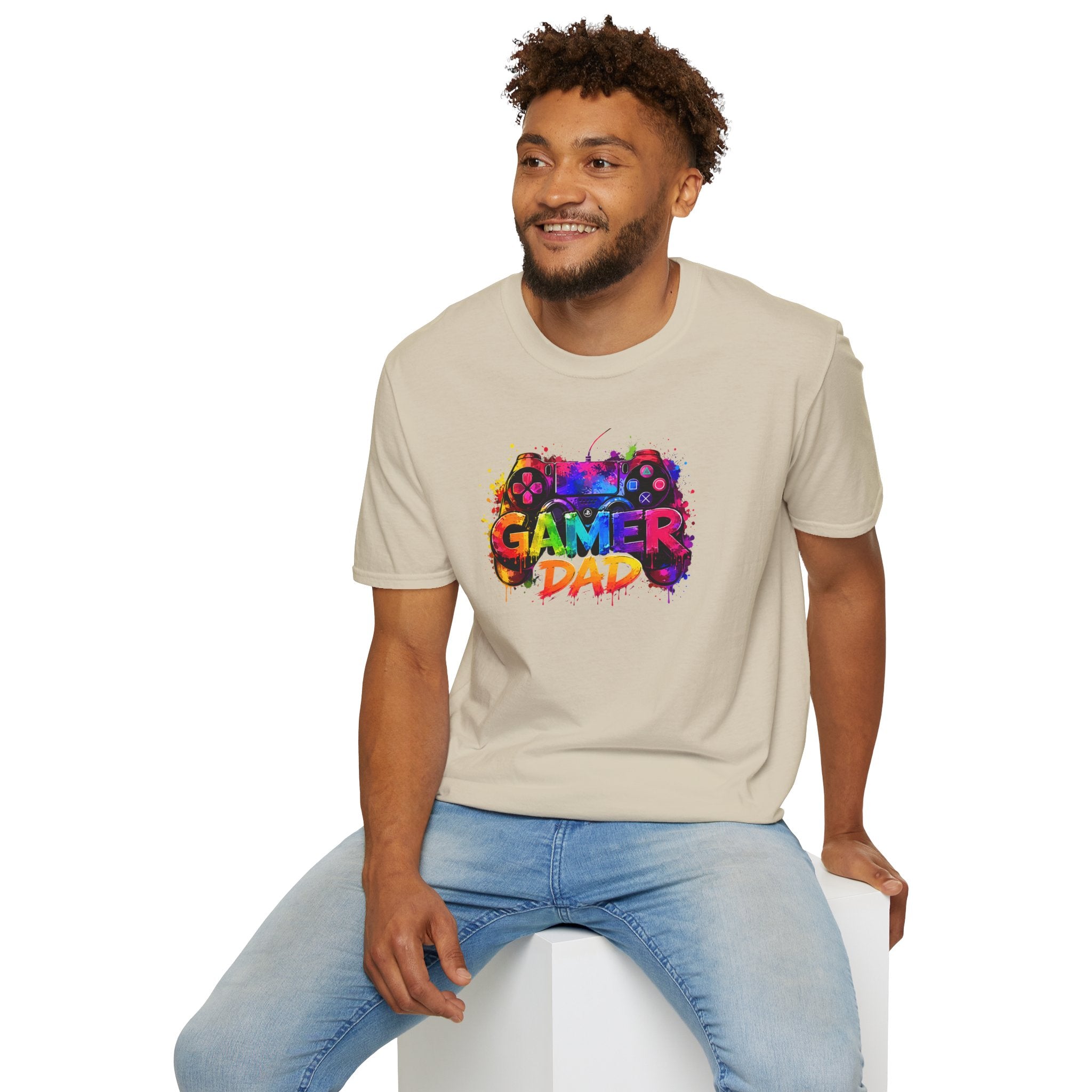 Gamer Dad Colourful Controller Design T-Shirt