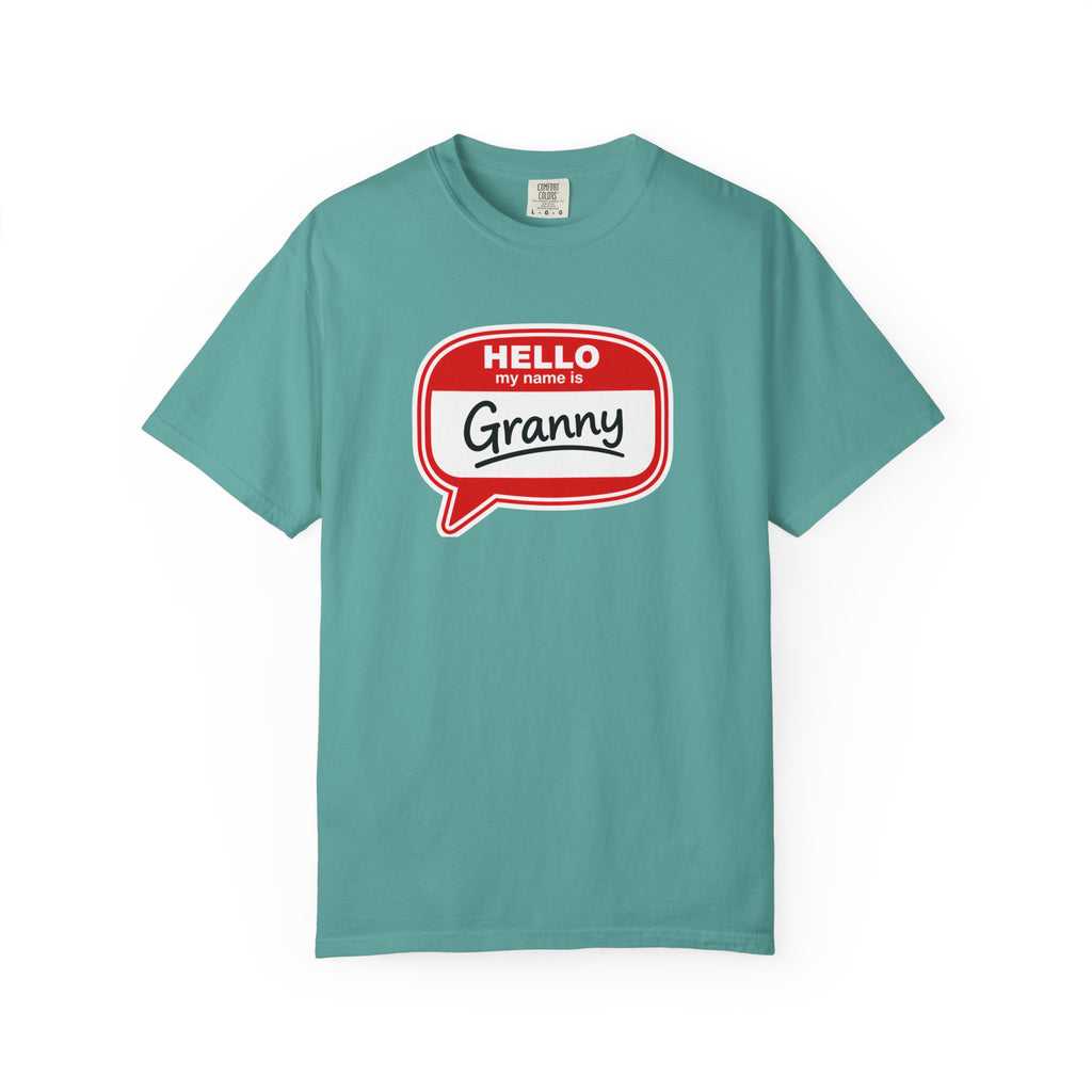 Hello My Name Is Granny T-Shirt - Funny Grandma Gift, Retro Name Badge Tee