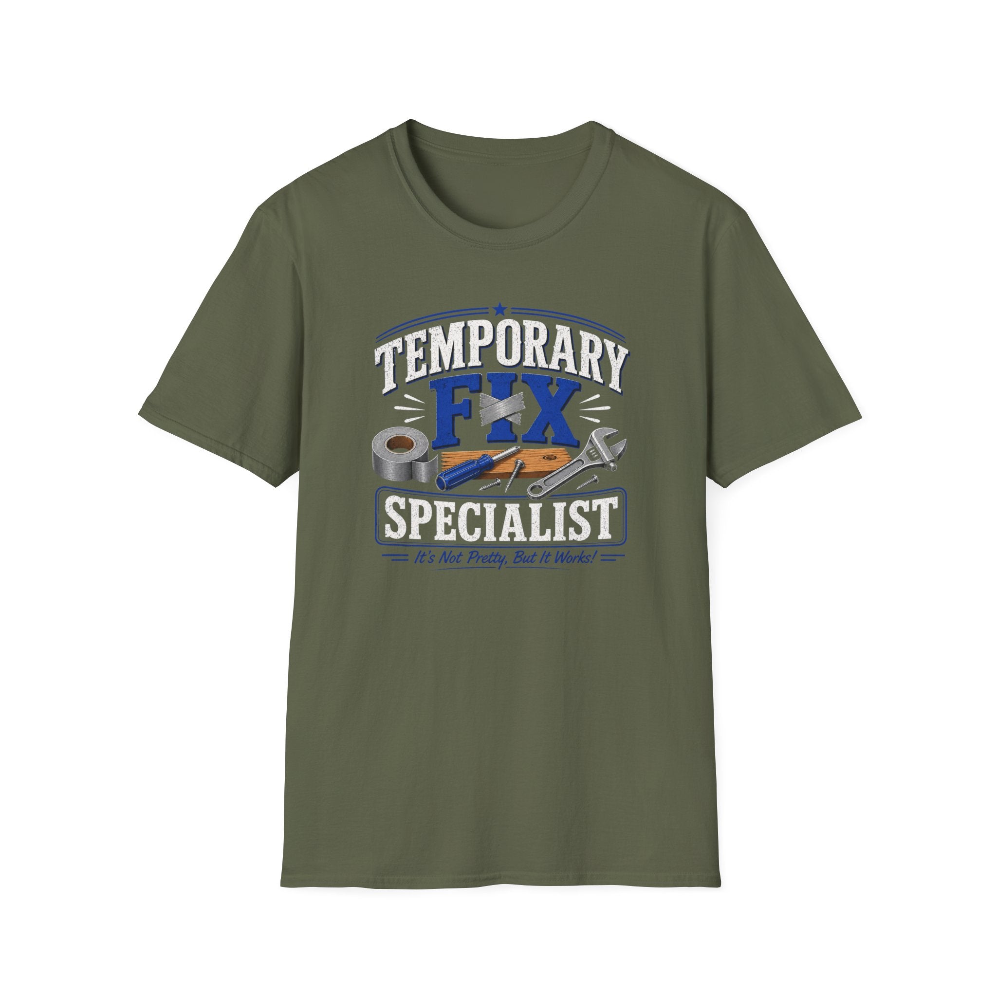 Temporary Fix Specialist T-Shirt – Funny Handyman Repair Tee
