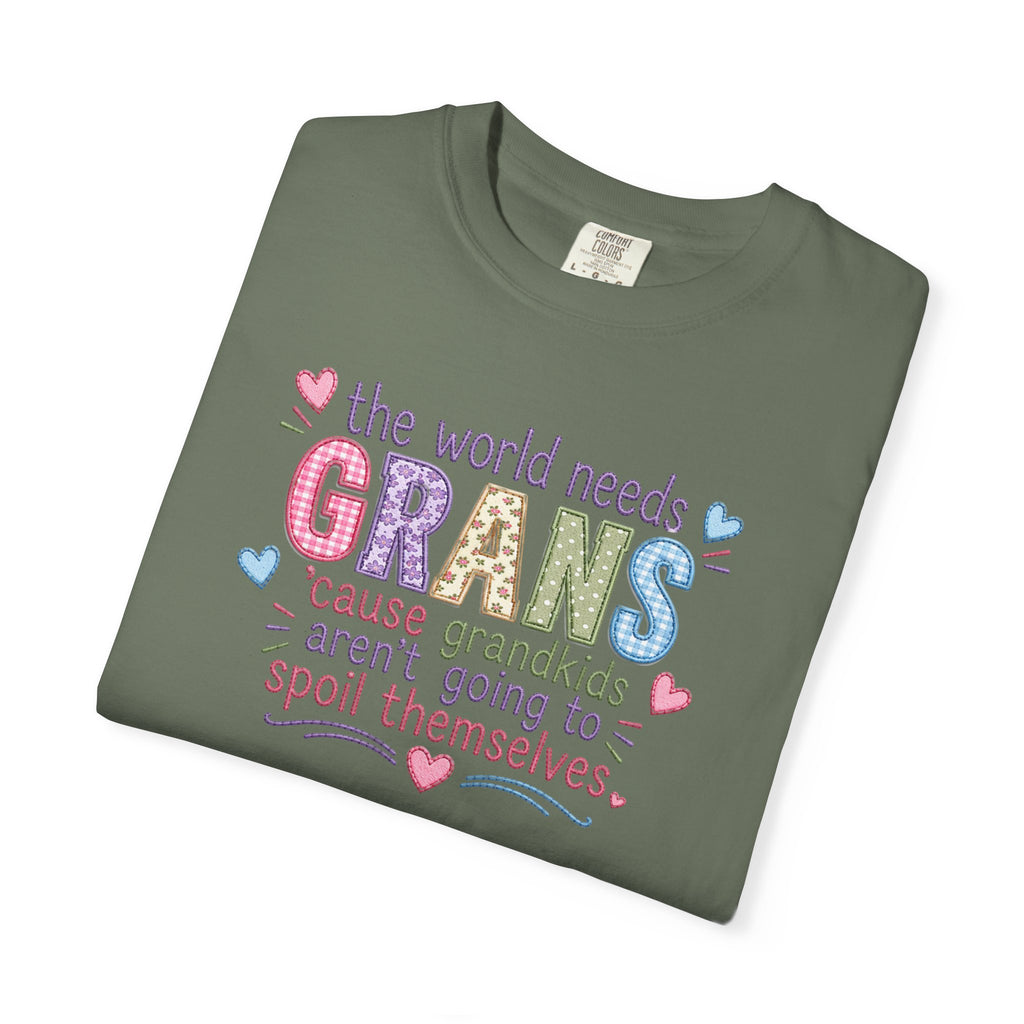 Grandparent T-Shirt - "The World Needs Grans" Cute Pastel Grandkids Gift Tee