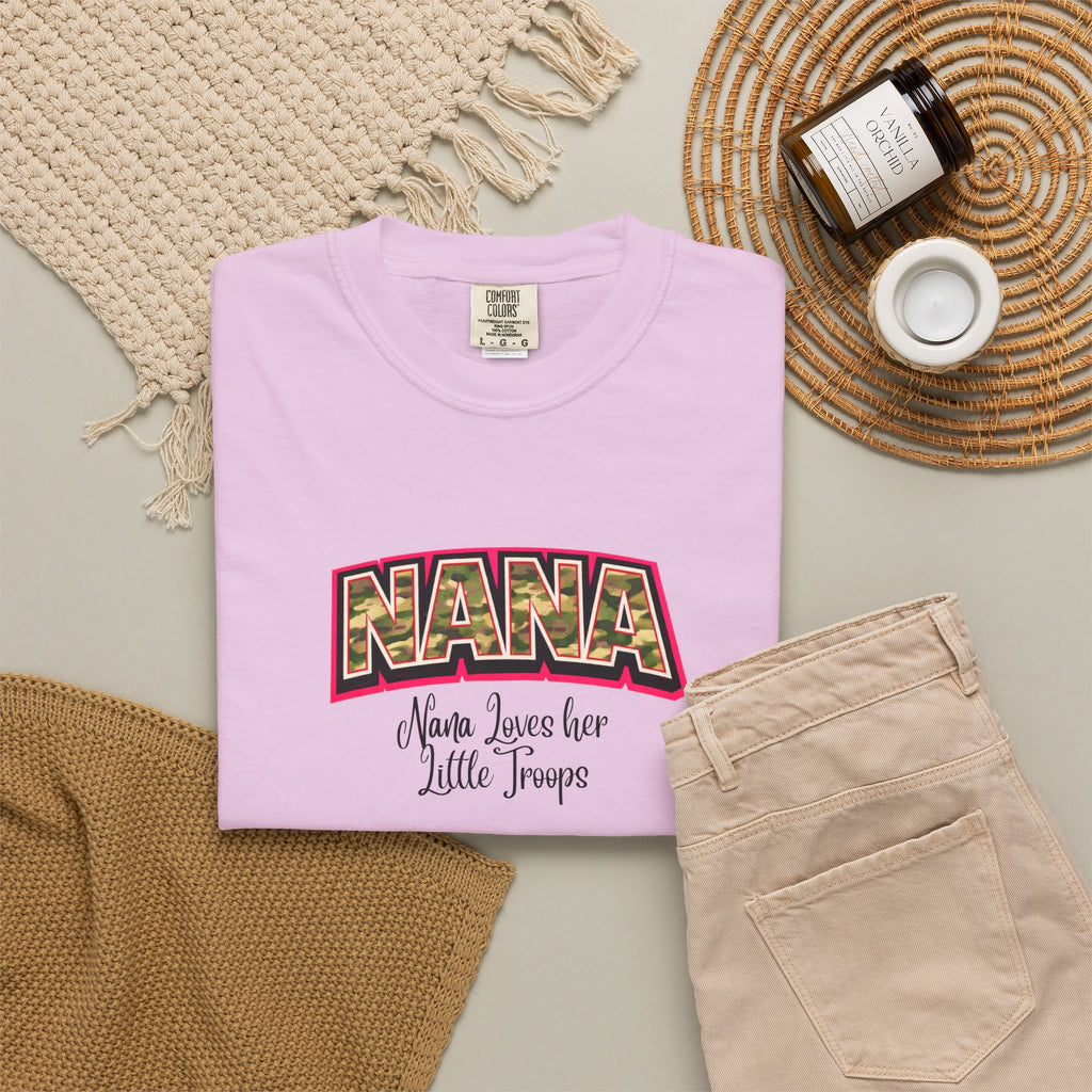 Nana Leopard Print T-Shirt — "Nana (who loves her little troops)" Grandma Gift