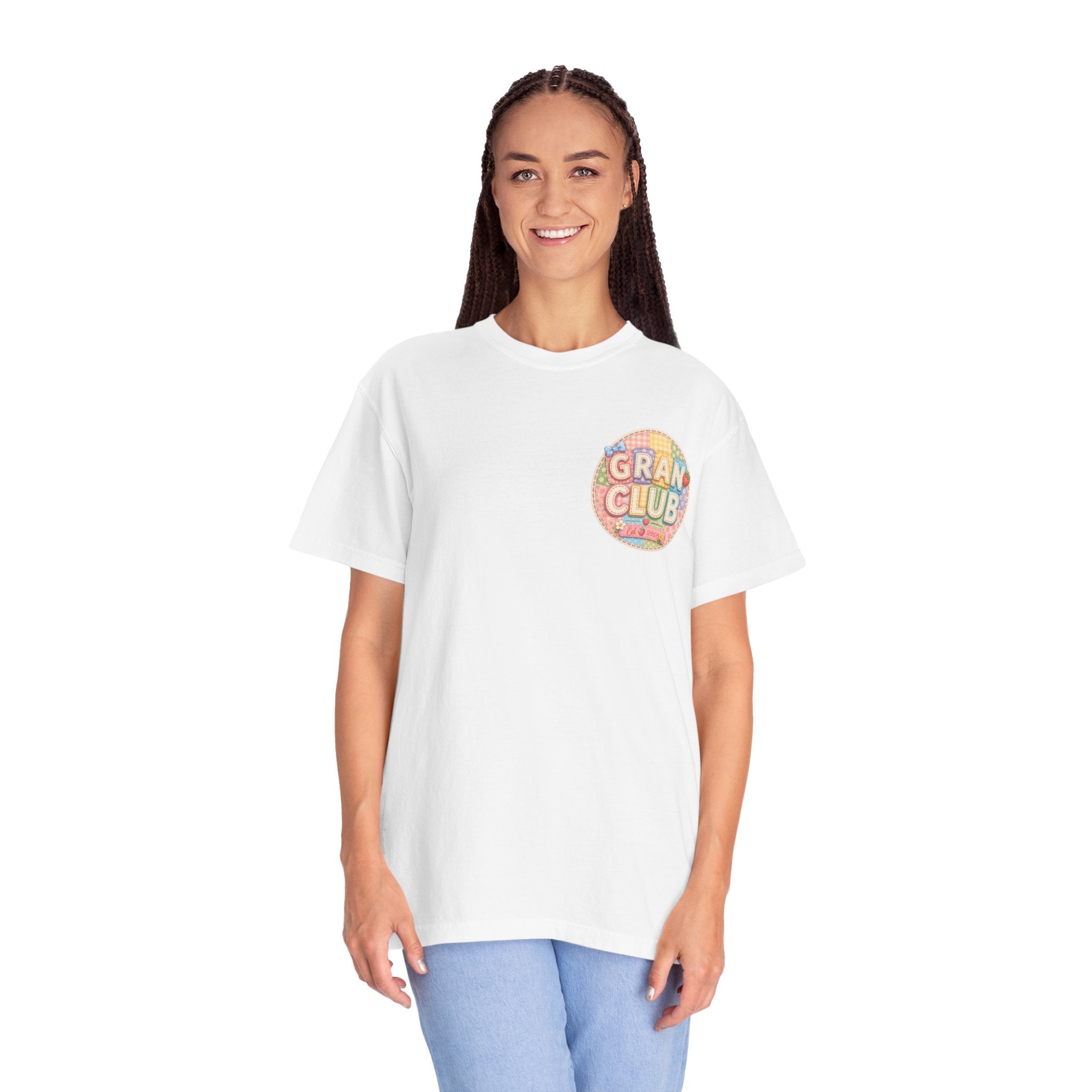 T-Shirt — "Gran Club" Retro Floral Badge Tee