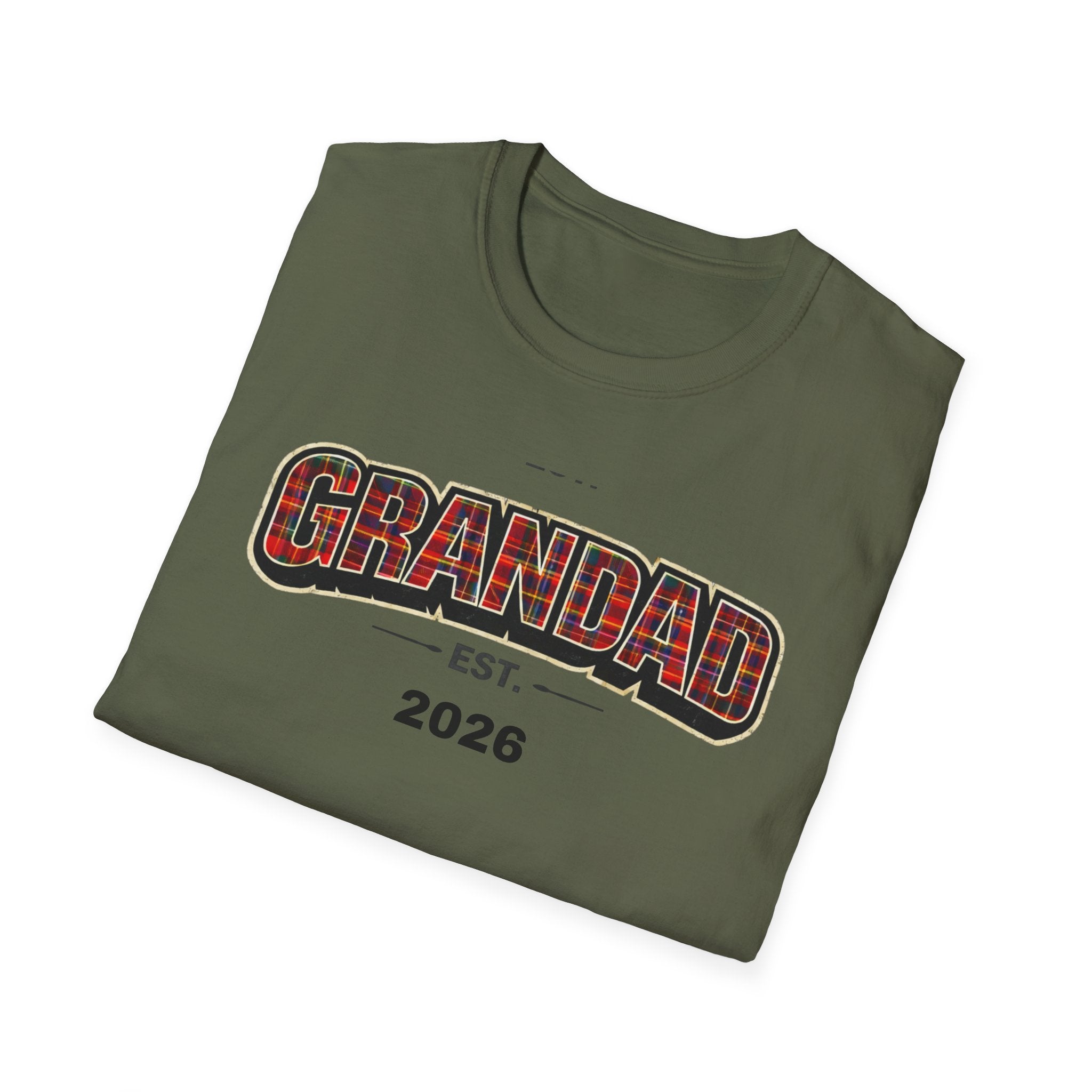Grandad Est. 2026 T-Shirt — Plaid Grandpa Gift Tee