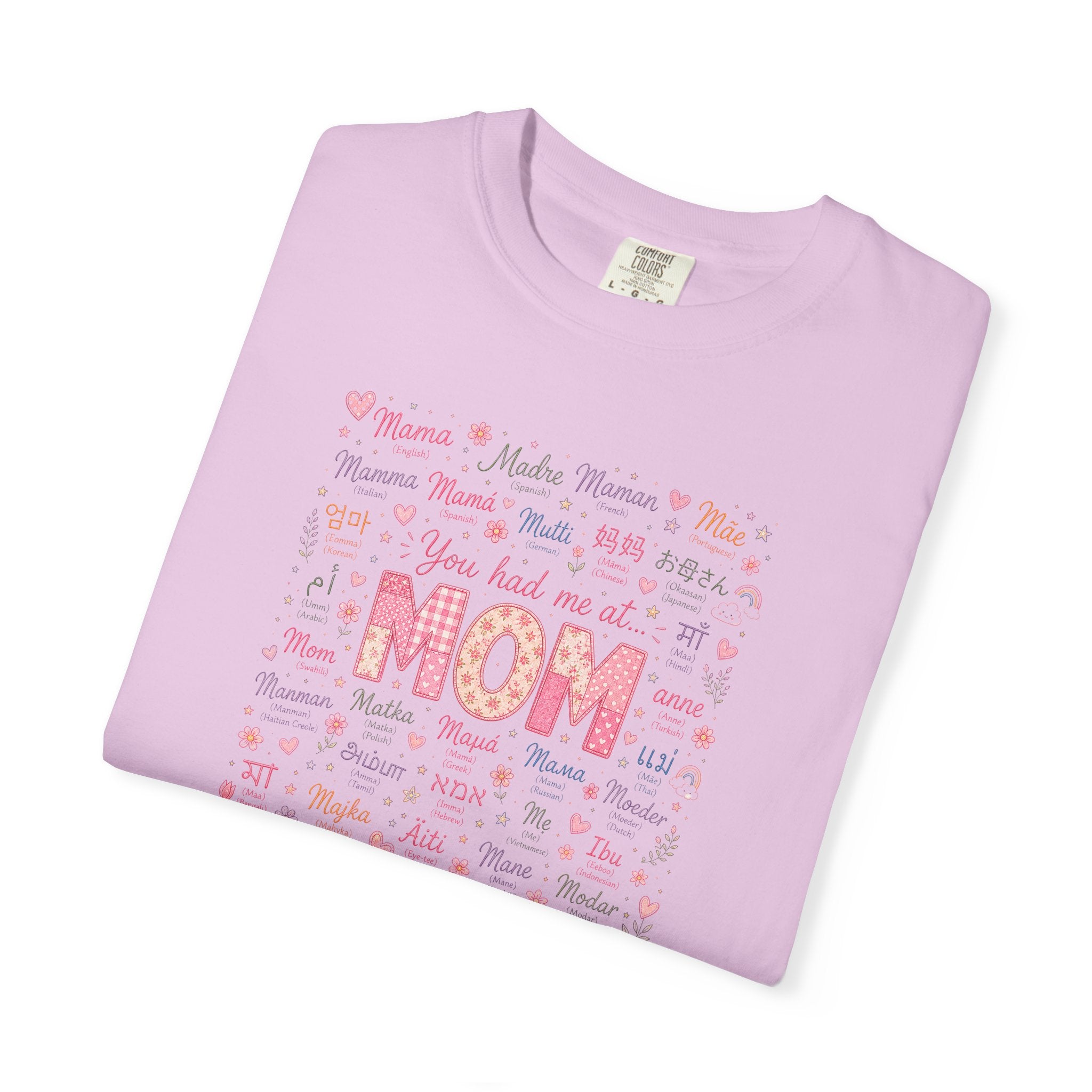 Mom Hearts Graphic T-Shirt — Cute Pink 'You had me at MOM' Mother's Day Tee