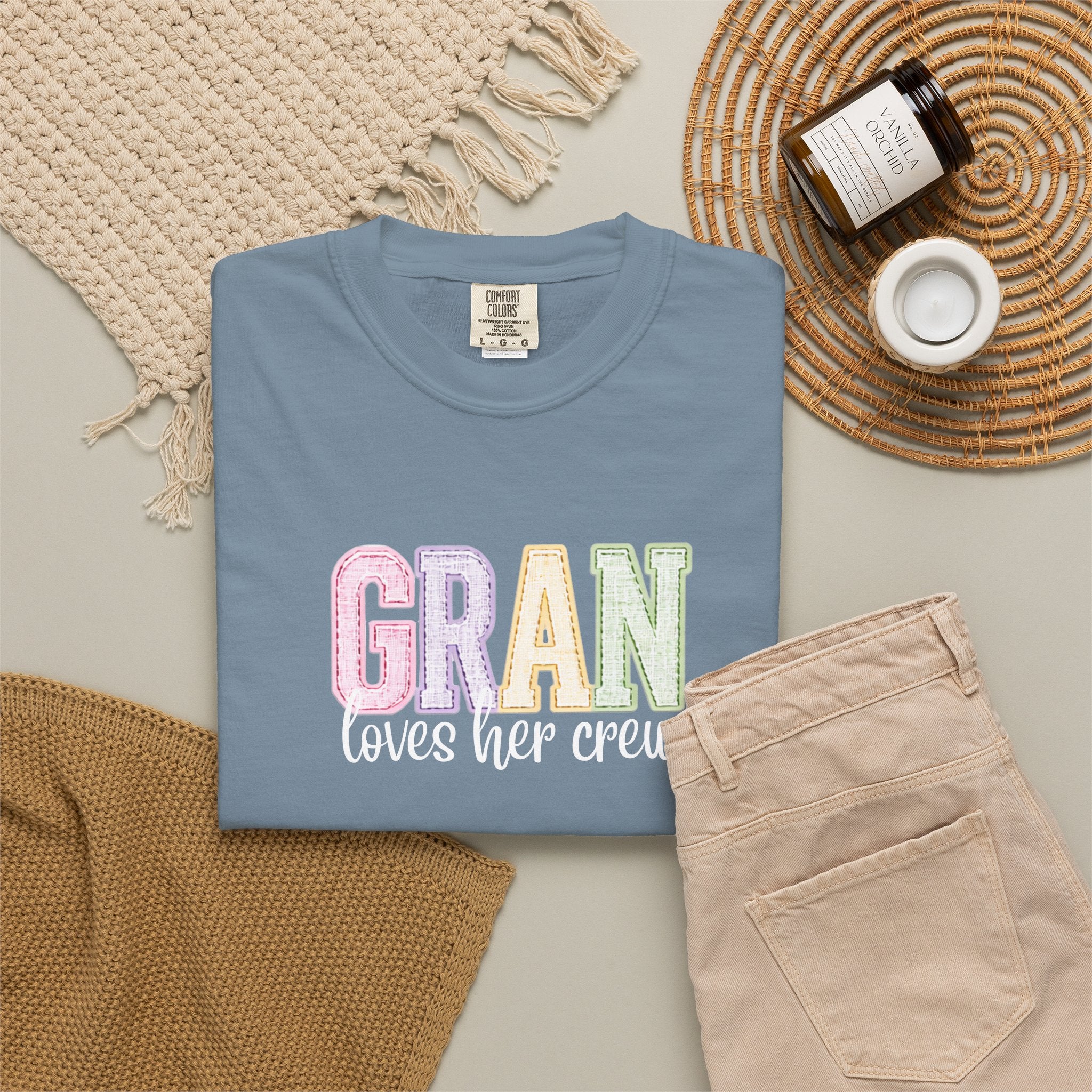 Gran Loves Her Crew T-Shirt — Pastel Grandma Shirt for Mother's Day & Family Gifts