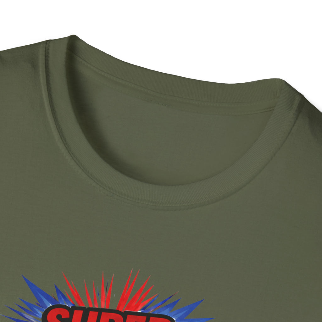 Super Dad T-Shirt – Union Jack Flag pattern Retro Comic Father’s Day Tee