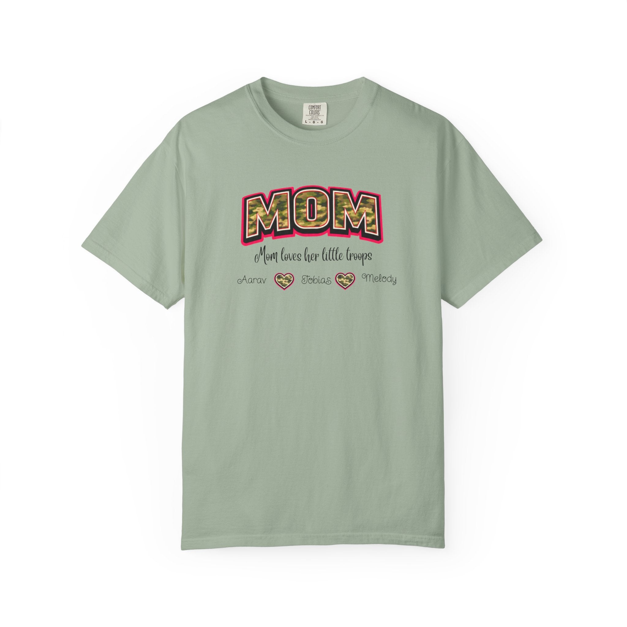 Mom Camo Graphic T-Shirt — "MOM Most Loved Her Little People" Floral Heart Tee