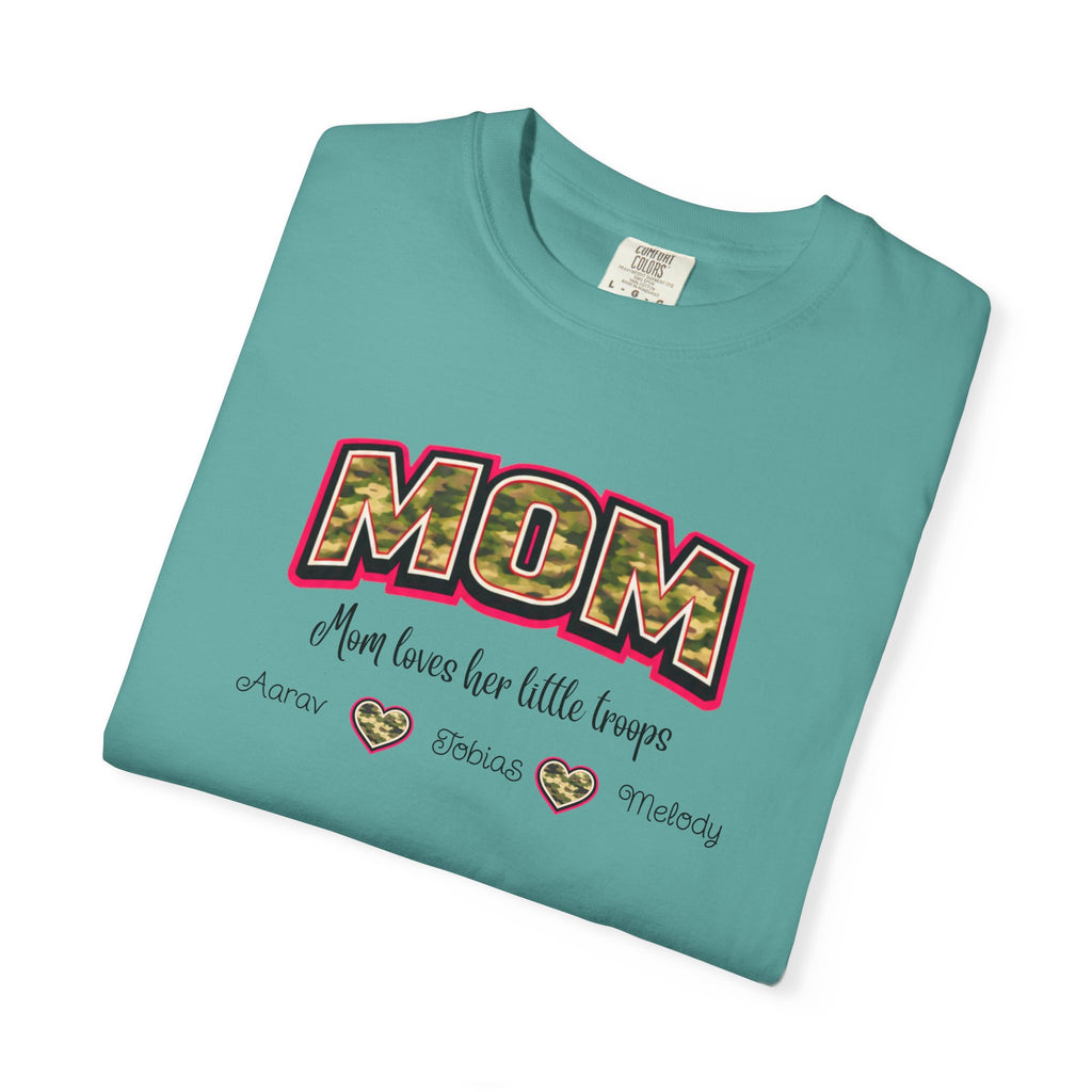 Mom Camo Graphic T-Shirt — "MOM Most Loved Her Little People" Floral Heart Tee
