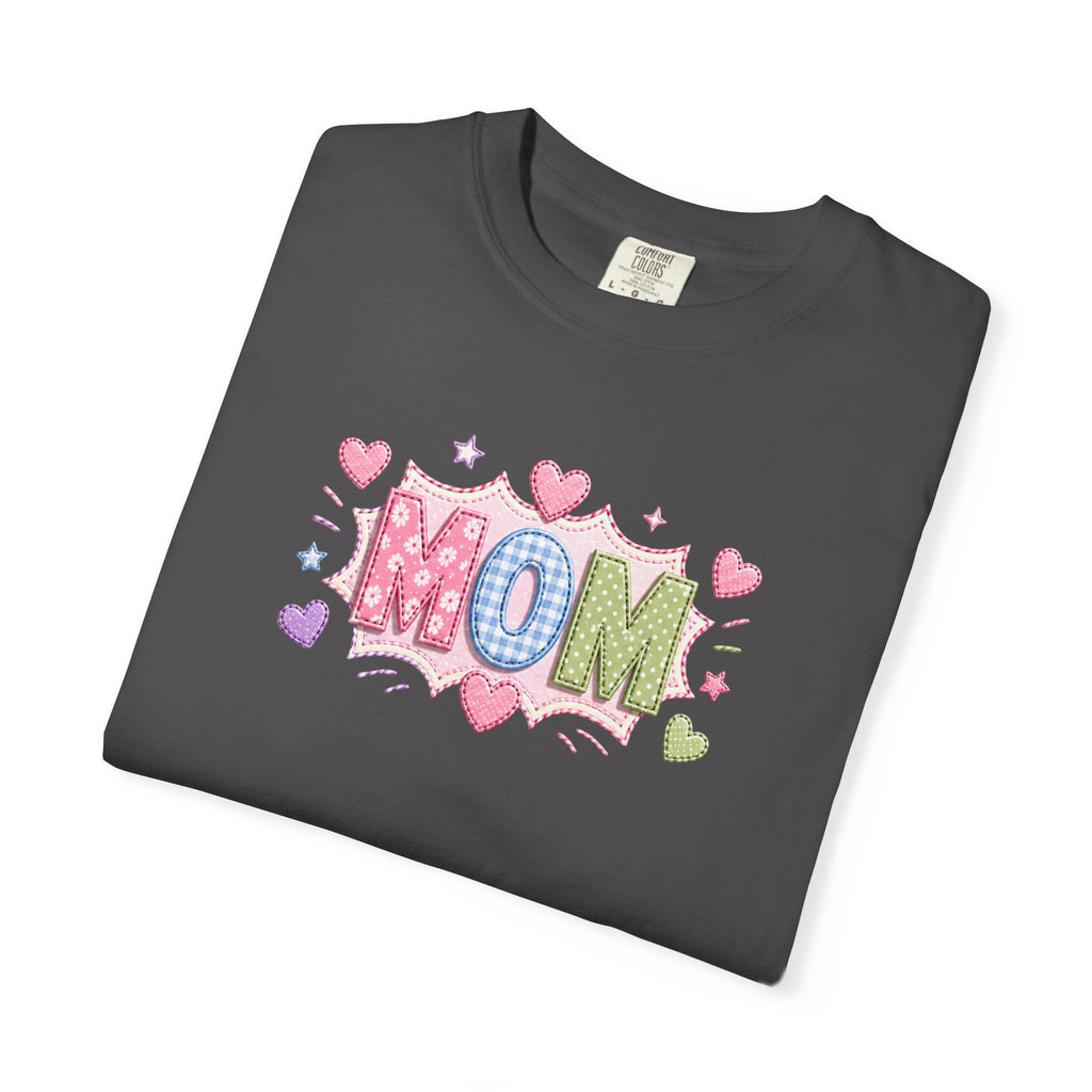 Mom Hearts T‑Shirt — Cute Pastel "MOM" Graphic Tee for Mother's Day & Everyday