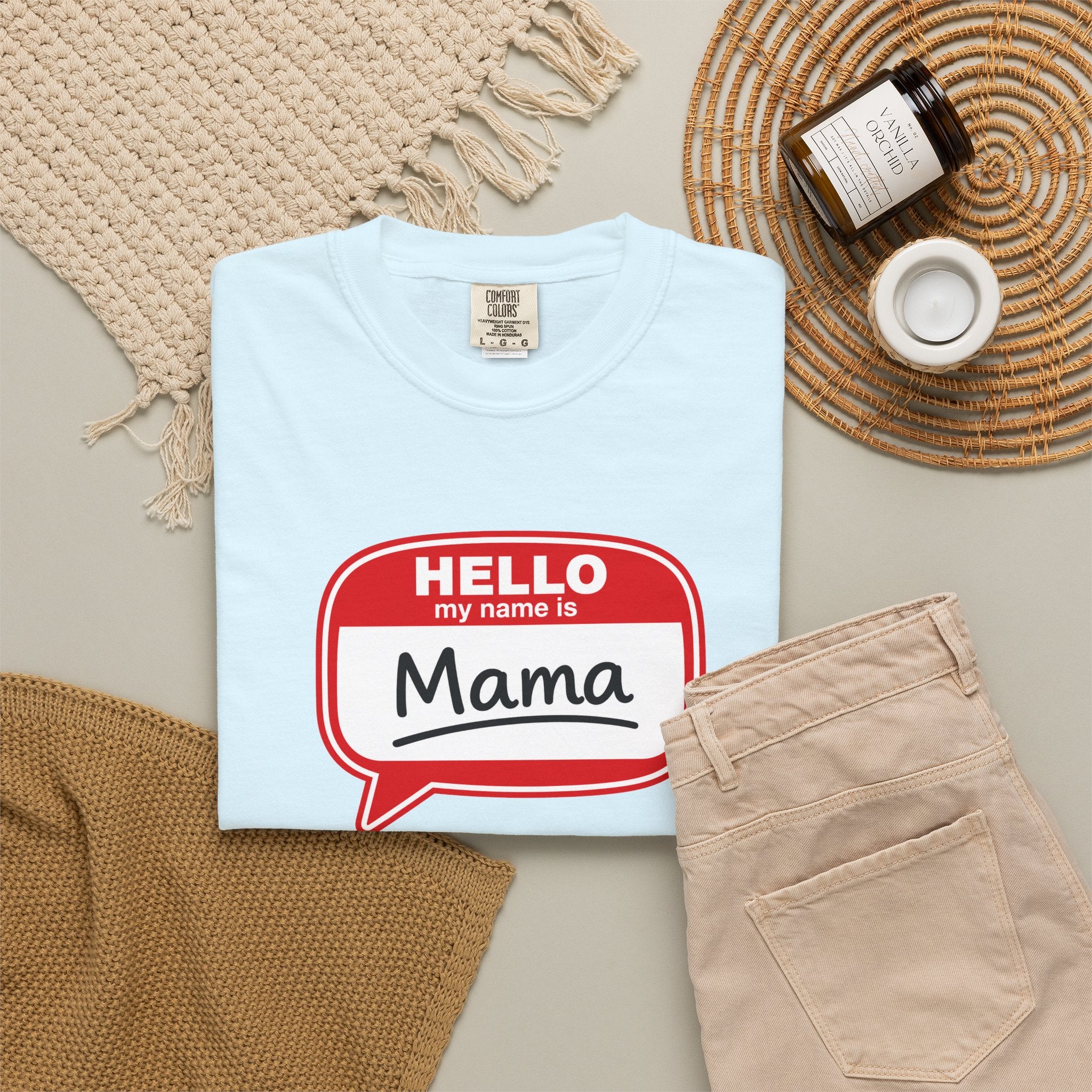 Mama Name Tag T-Shirt — "Hello My Name Is Mama" Graphic Tee