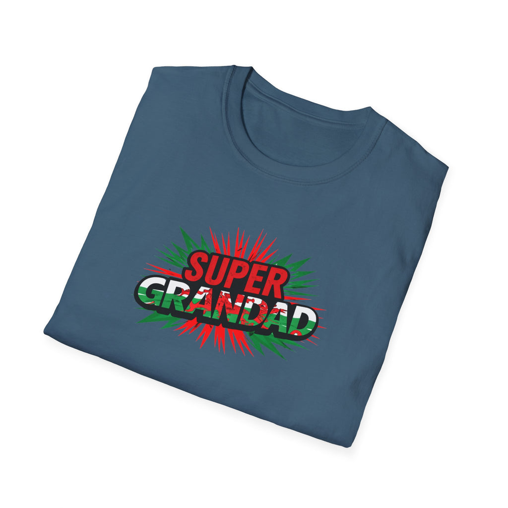 Super Grandad Welsh Flag/Wales themed T-Shirt — Retro Comic Style Father's Day Gift