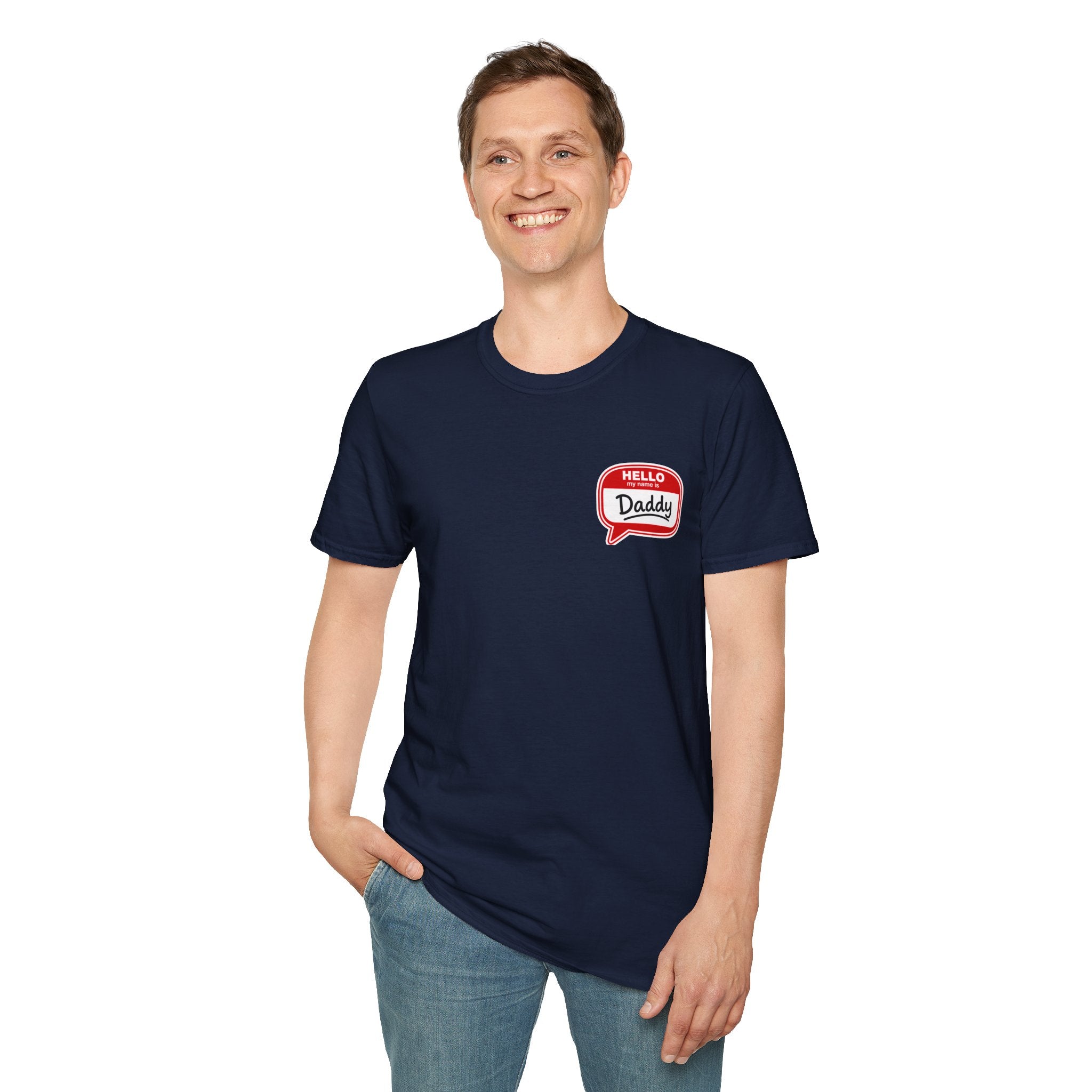 Daddy Name Tag T-Shirt - 'Hello Daddy' Retro Speech Bubble Tee