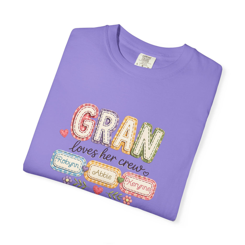 Gran Loves Her Crew T-Shirt — Personalized Grandma Family Names Tee