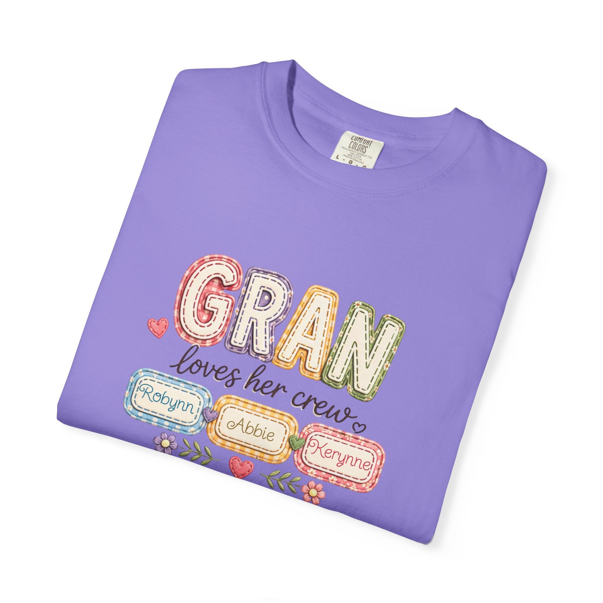 Gran Loves Her Crew T-Shirt — Personalized Grandma Family Names Tee
