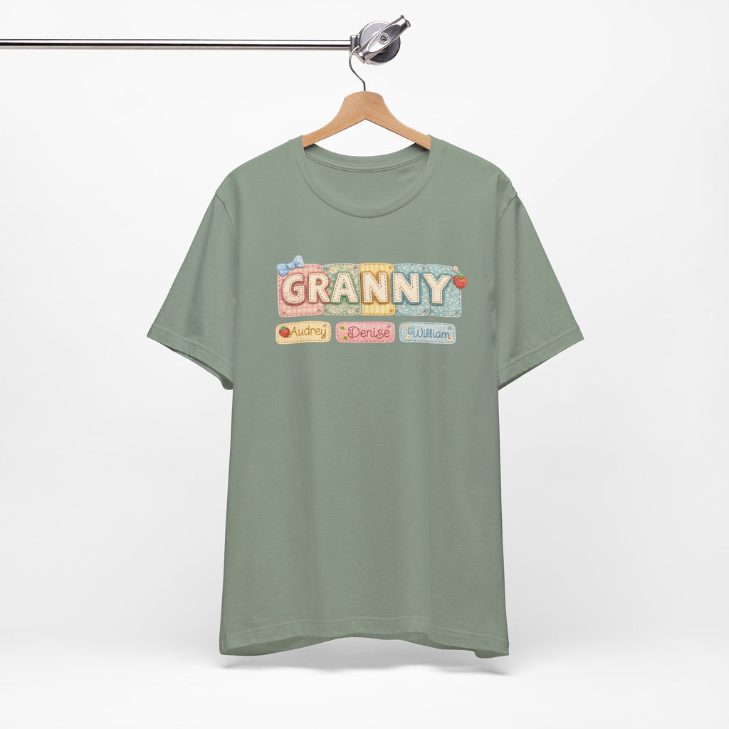 Granny Retro Nameplate T‑Shirt — Personalized Grandma Tee