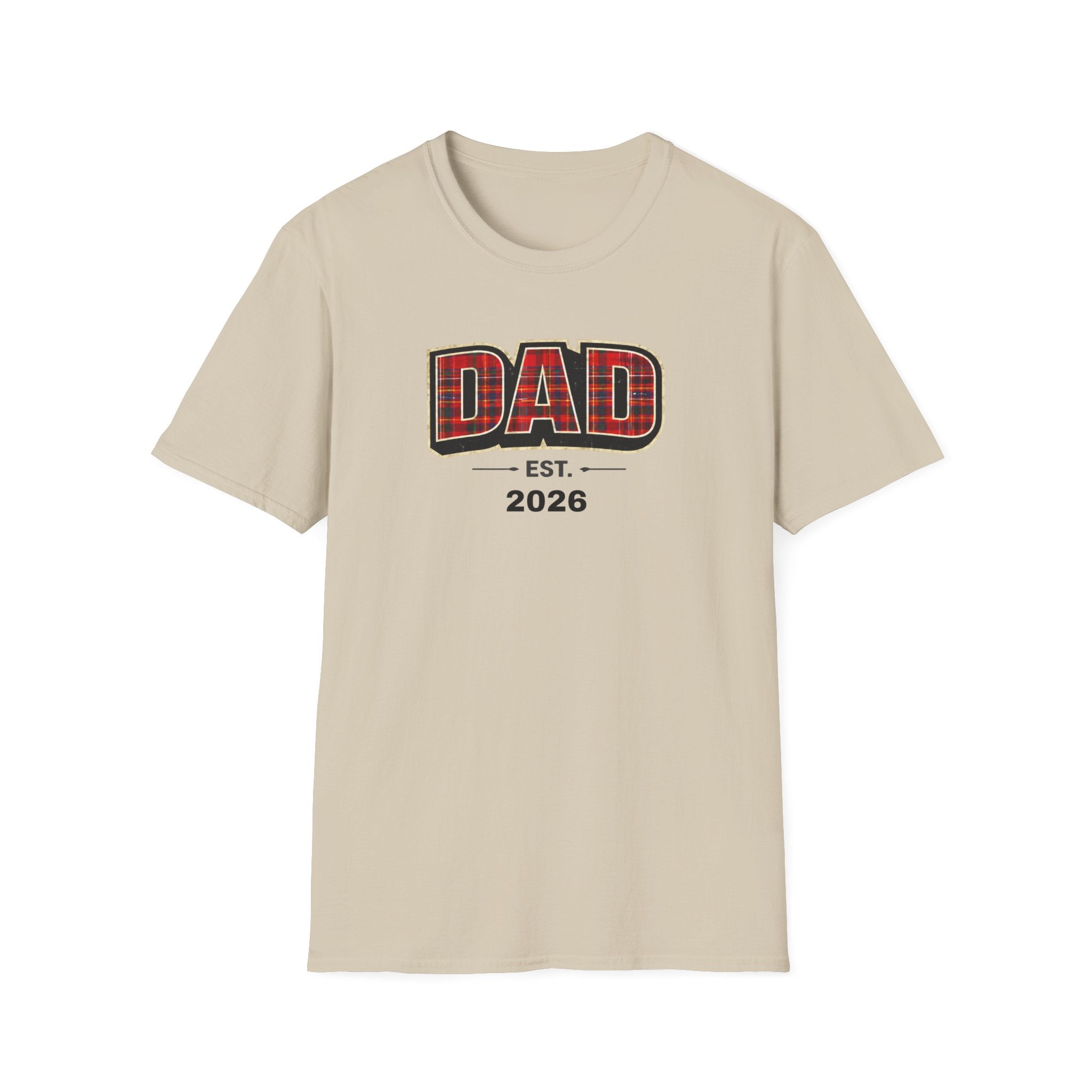 Dad Plaid Design T-Shirt — DAD Est. 2026 New Dad Gift