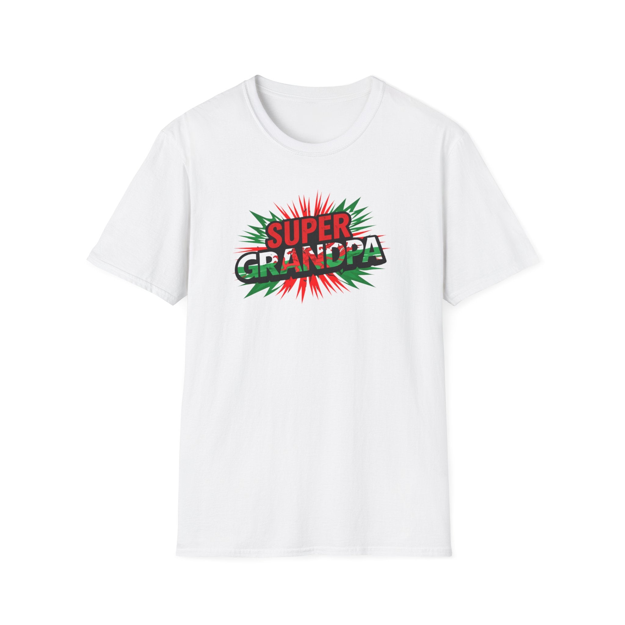 Super Grandpa Welsh Flag/ Wales themed T-Shirt – Retro Comic Gift Tee for Grandfather | Father’s Day & Birthday Present