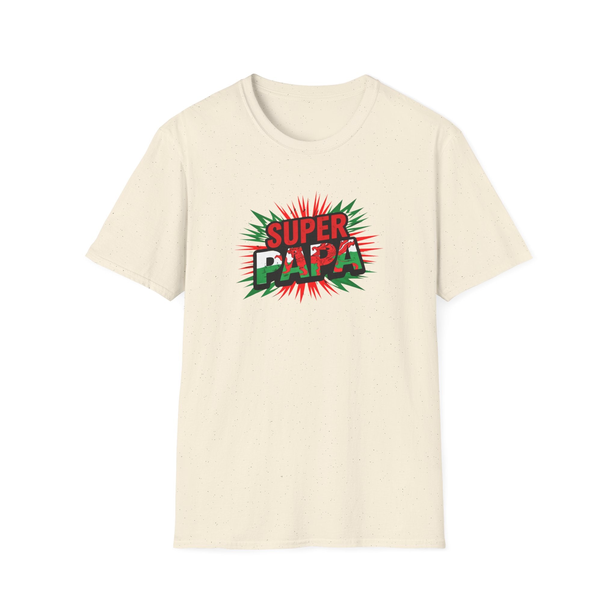 Super Papa Welsh Flag/ Wales themed Graphic T-Shirt — Father’s Day Comic-Style Dad Shirt