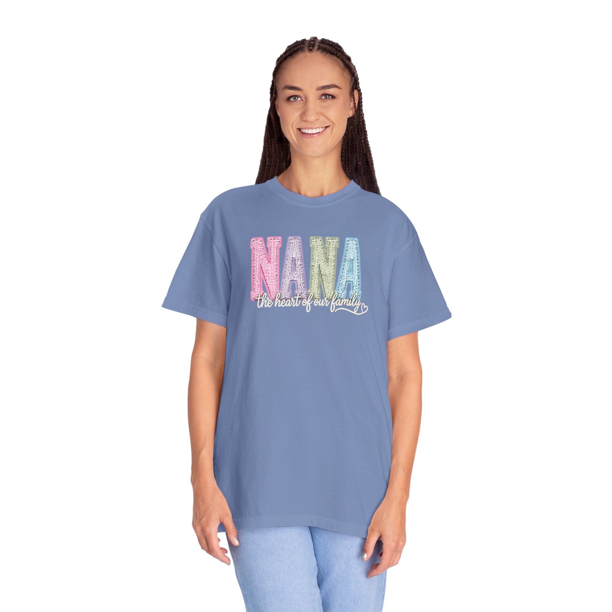 NANA Pastel Patchwork T-Shirt — "The Heart of Our Family" Gift