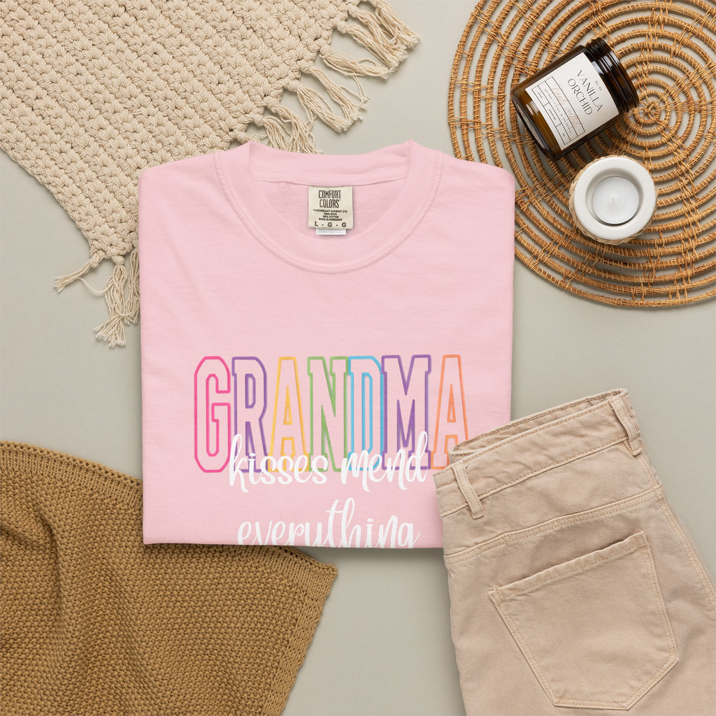 Grandma Pastel Rainbow T-Shirt — Retro Block Letter Grandma Tee
