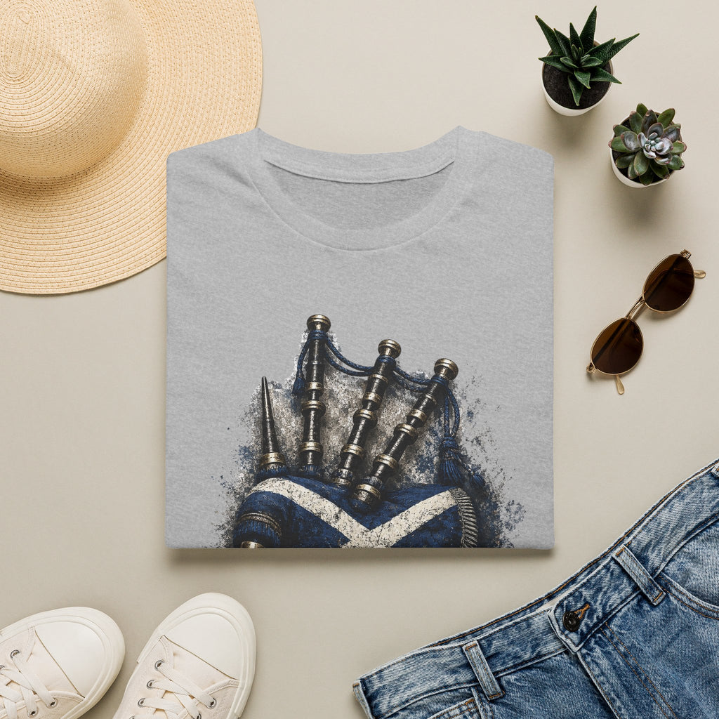 Bagpipes Following Scotland Flag Tee