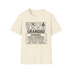 Grandad Warning T-Shirt — 'Warning: Spoils Grandkids & Hands Out Biscuits' Funny Grandpa Shirt